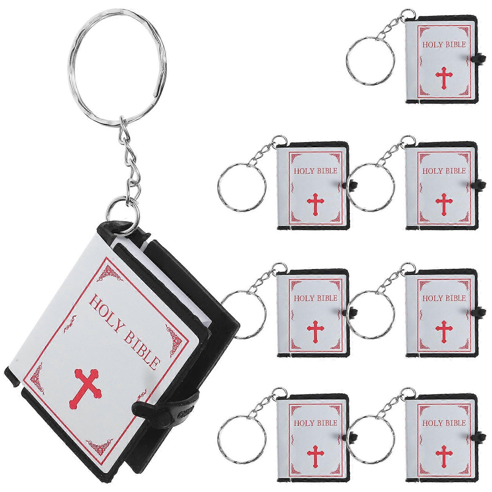 8pcs Bible Keychain Creative Book Pendant Small Key Rings