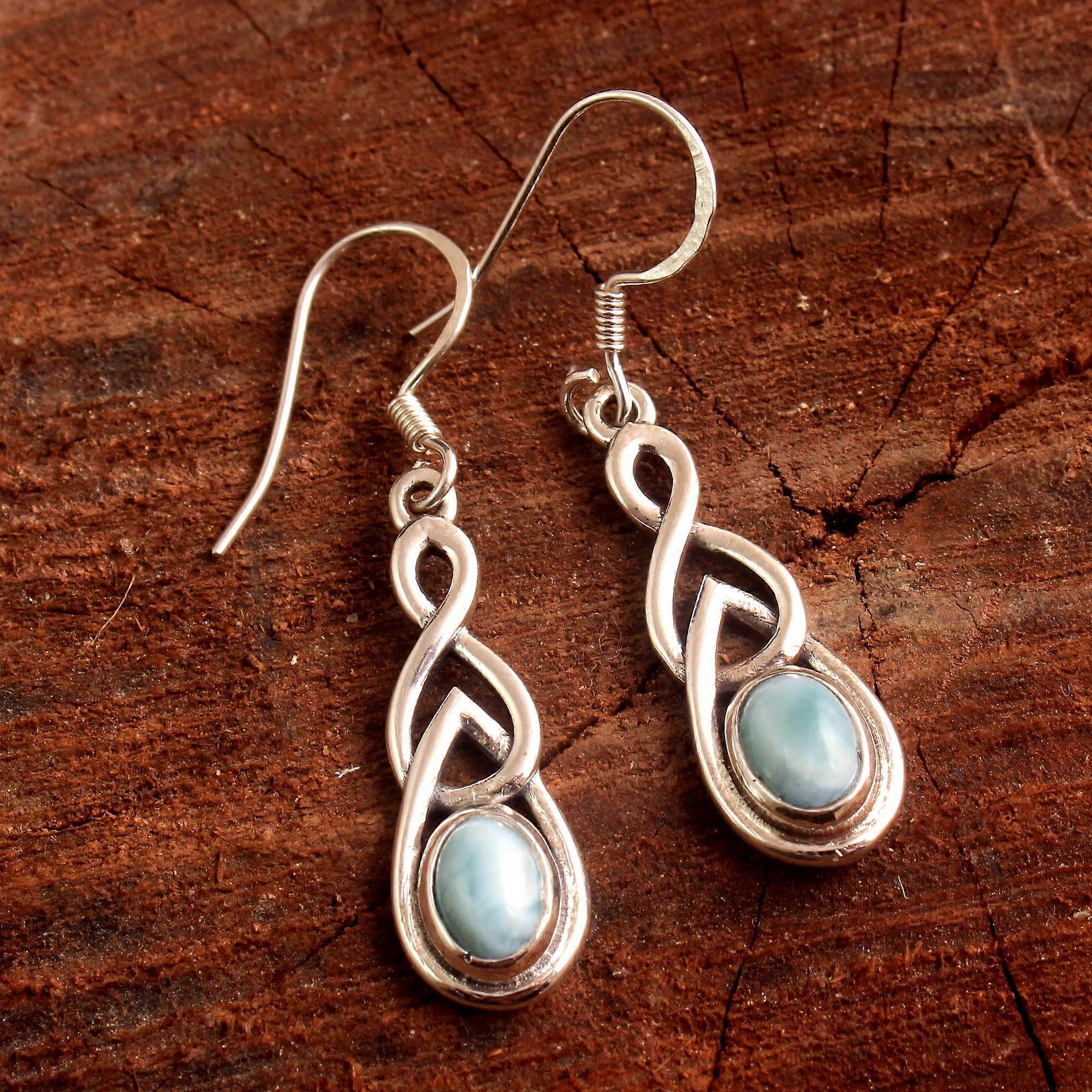 Orecchino Larimar, gioielli in argento, orecchino fatto a mano, regali per lei, argento sterling 925, gioielli con pietre preziose