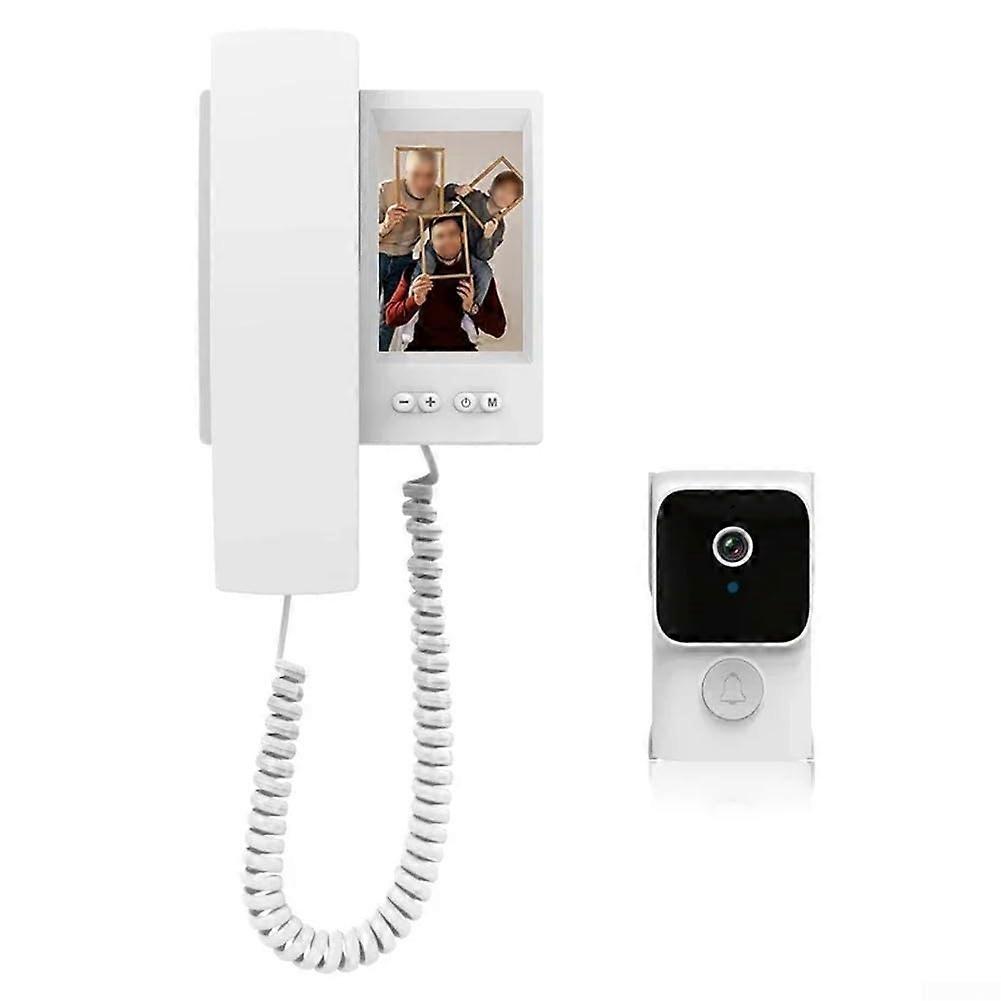Monitor Intercom Doorbell with 3.5inch HD Screen, TwoWay Intercom, White