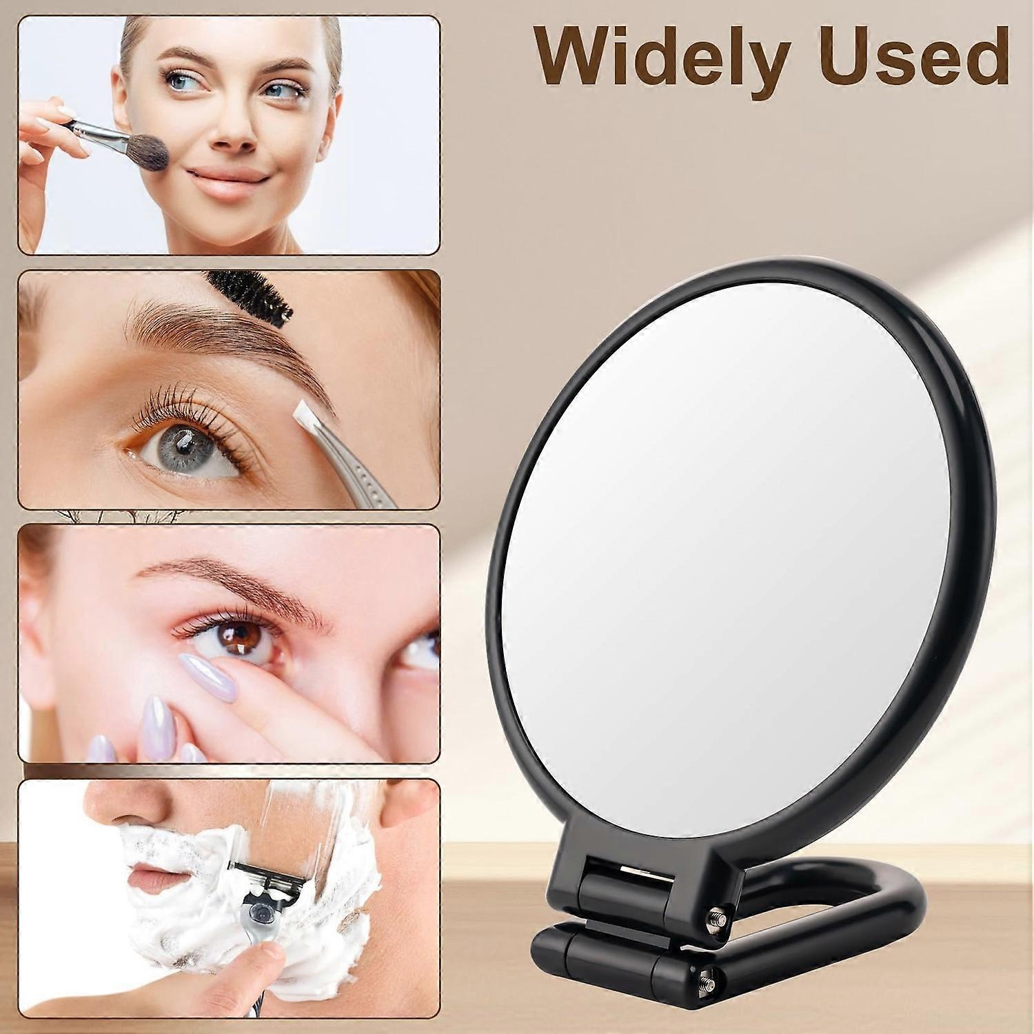 Portable 10X Magnifying Mirror Folding Double Sided Handheld Makeup Mirror for Skincare Oral Inspect
