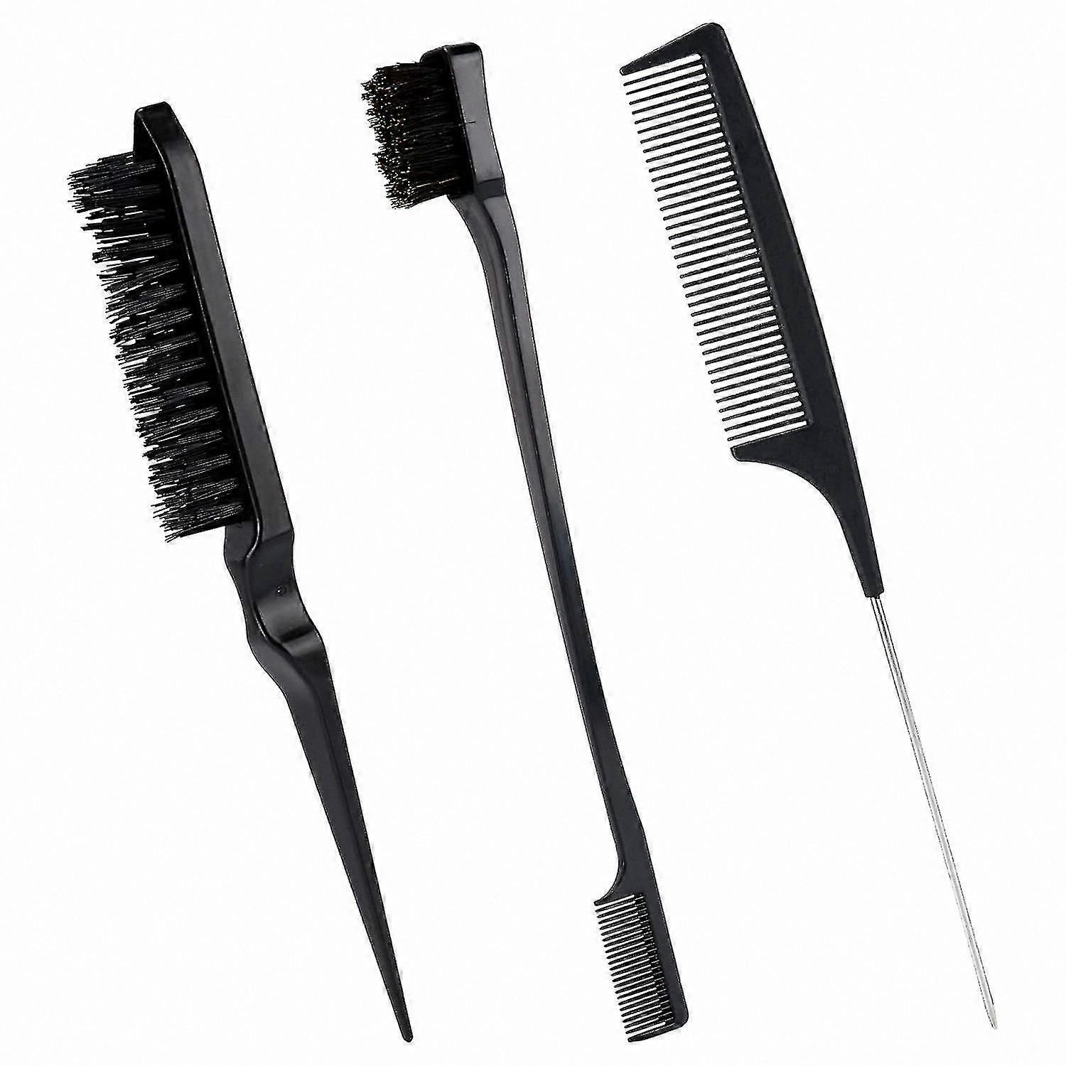 Hair Care Set: 3pc Bristle Brush and Dual-Edge Comb Combo for Styling and Grooming