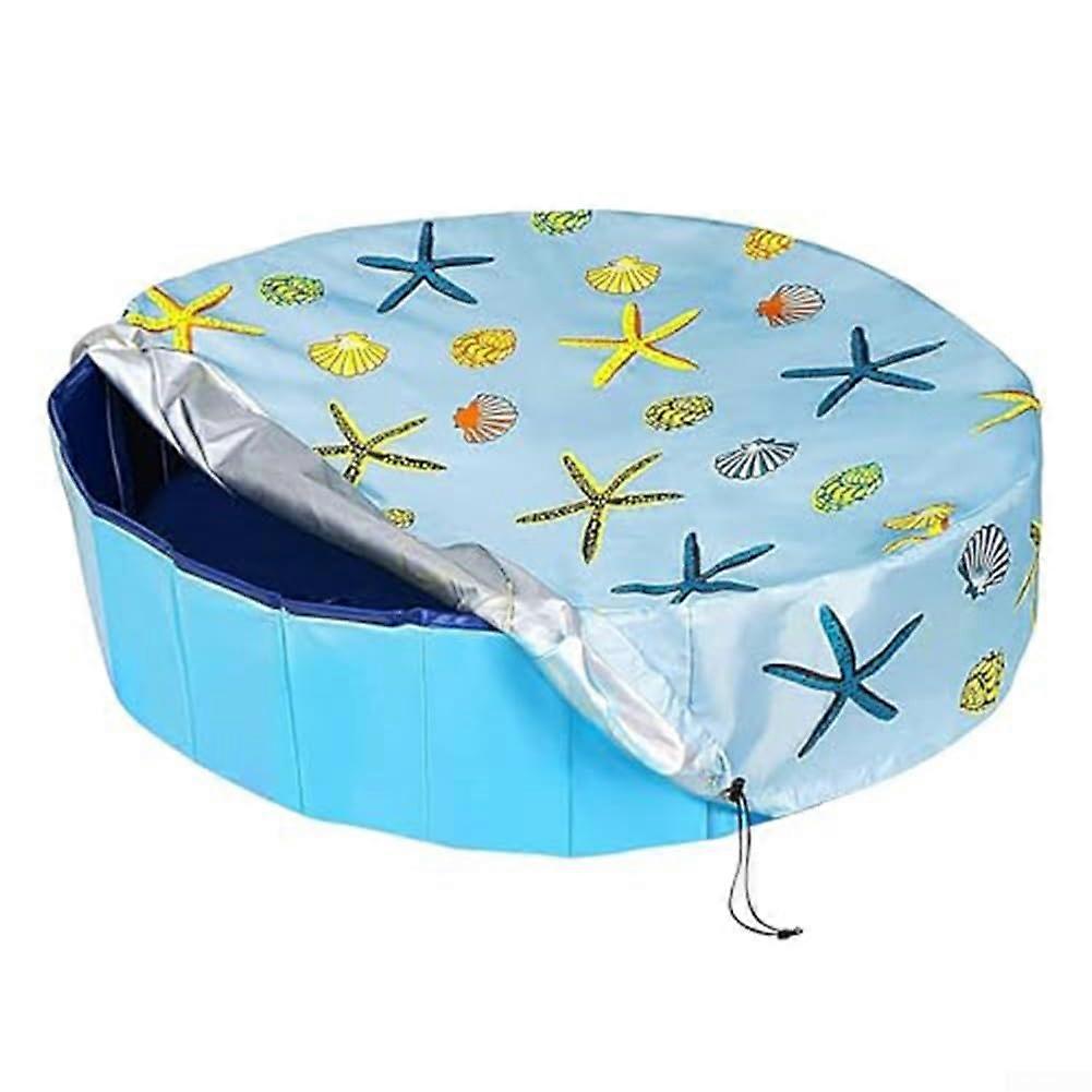 Foldable Round Dog Pool Cover, Solar Heat Retention Tarpaulin with Drawstring (122x30cm)