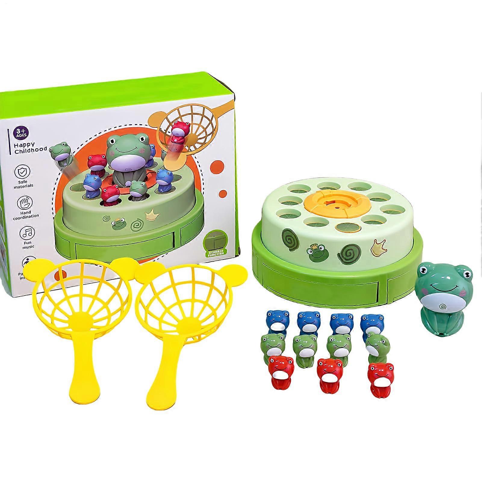 Frog Bounce Toy - Interactive Electric Musical Frog Bounce Game with Rotating Lights for Toddlers and Kids Indoors