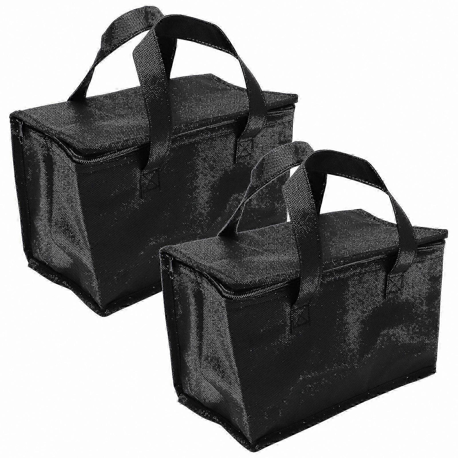 2-Pack Insulated Aluminum Foil Bags with Zipper for Cake and Picnic (Black)
