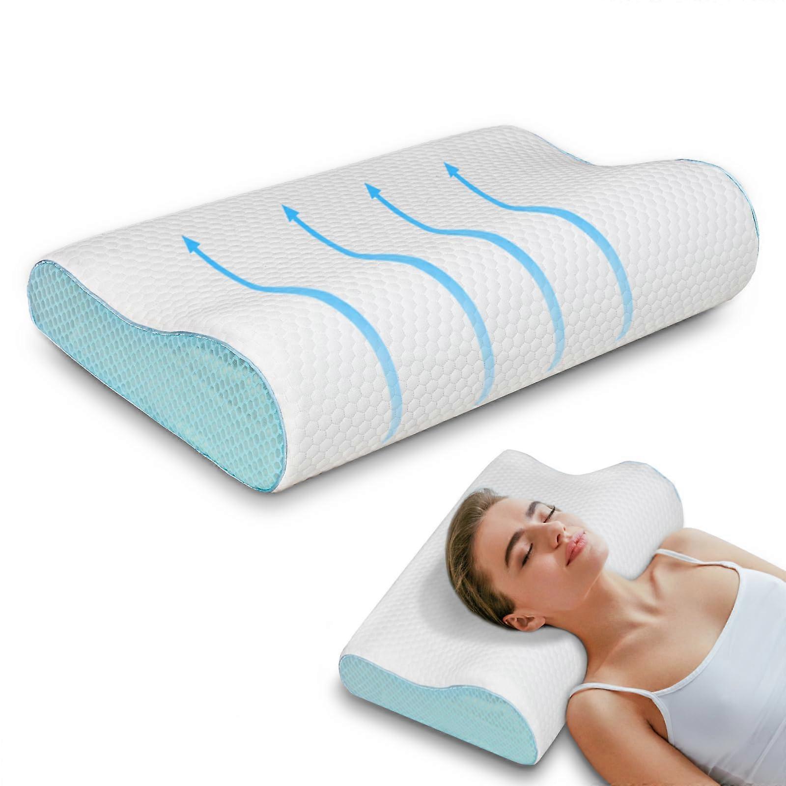 Cervical Memory Foam Pillow for Neck Relief, Anti-Snore Support, Ergonomic Design, Adjustable Loft, Medium Size