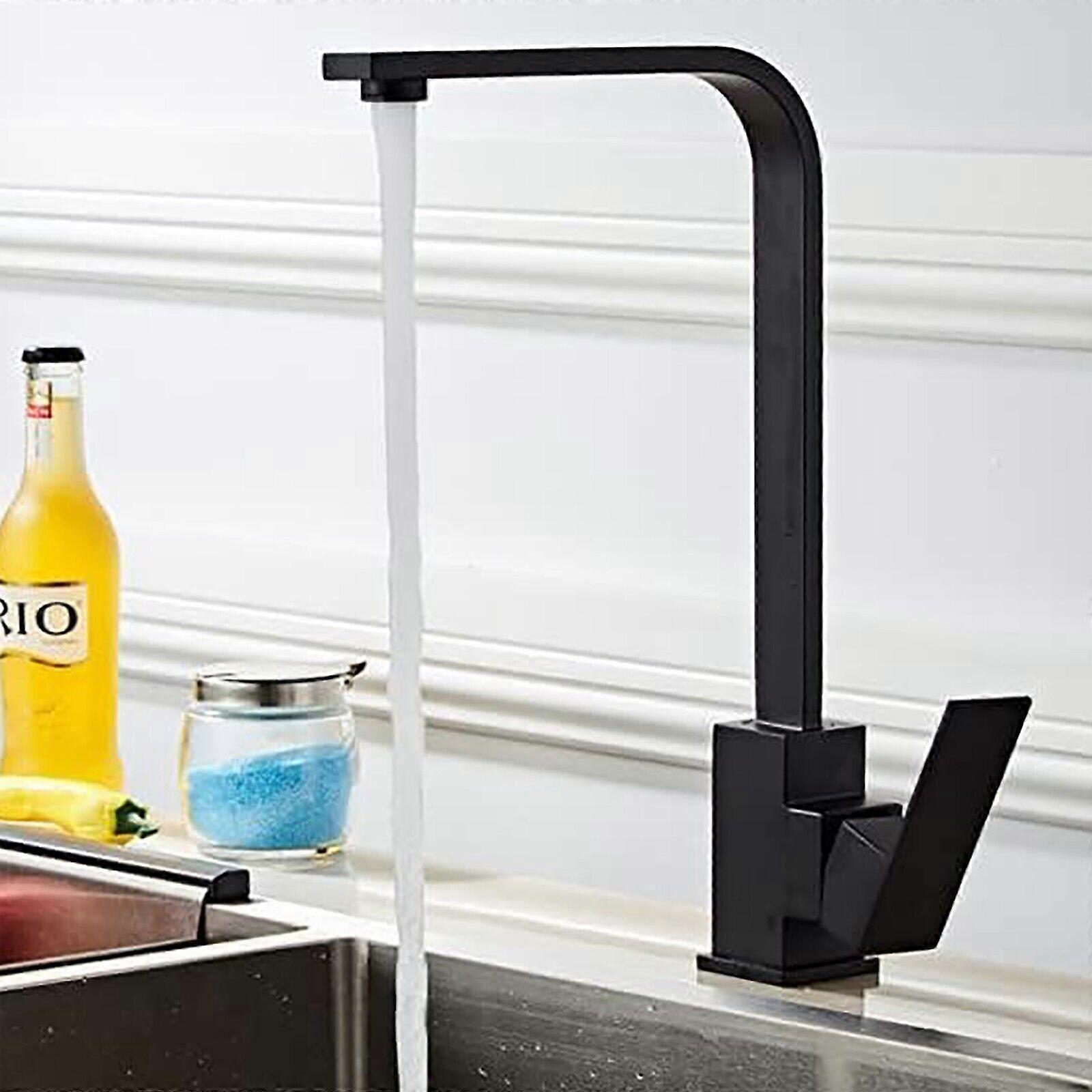 Kitchen Taps Kitchen Sink Tap Mixer Black Single Lever 360 Swivel Spout Monobloc Mixer Taps for Sink 1 Hole High Arc