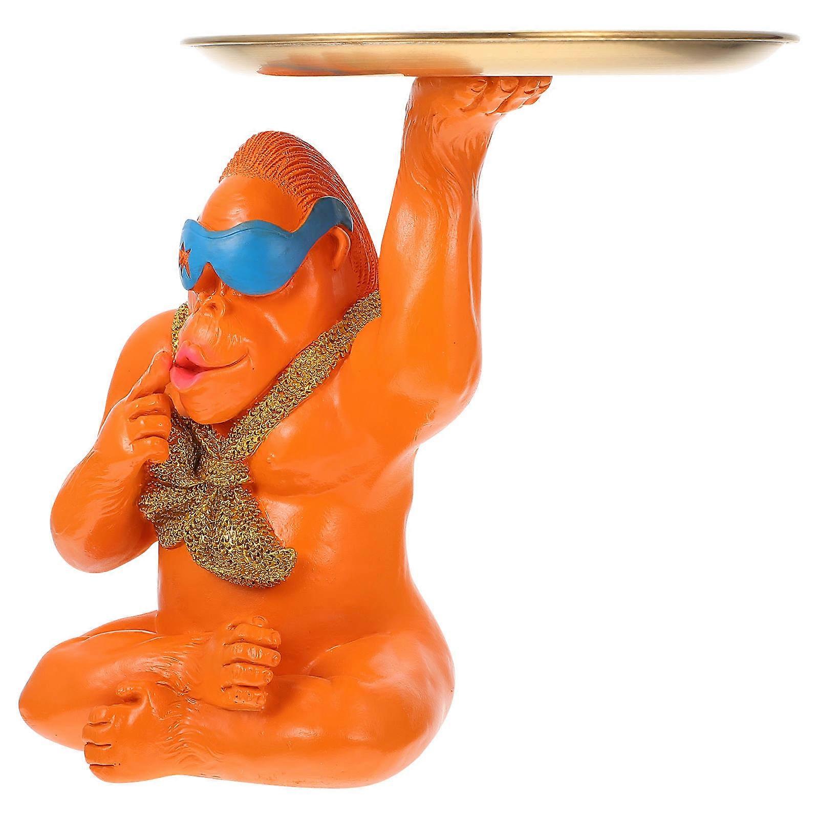 Storage Animal Shaped Decorative Tray for Home Use Orange Resin and Stainless Steel Storage Holder 1Pc