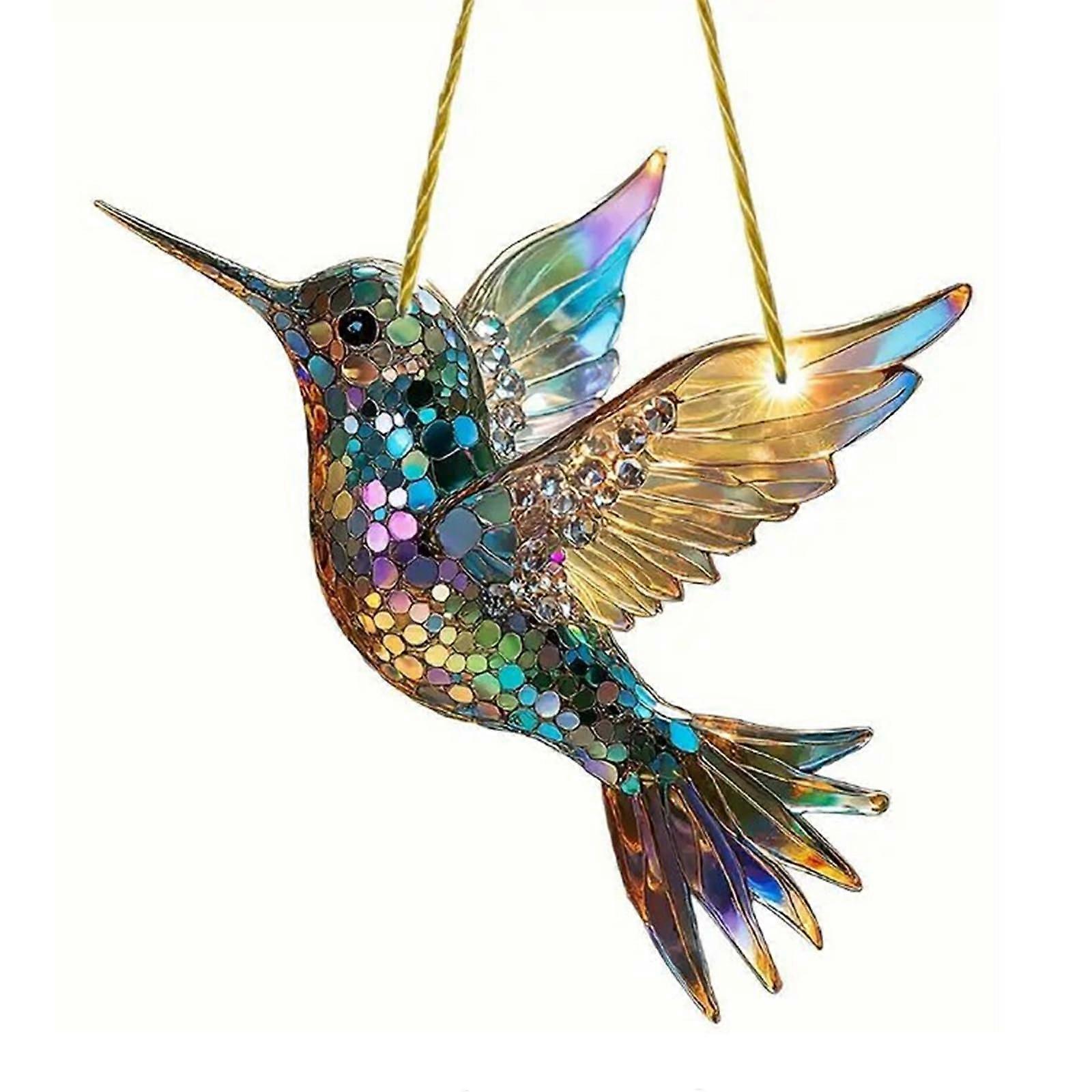 Garden Ornaments - Acrylic Suncatchers for Outdoor Use, Small Bird Hanging Ornament with Beads, Style B