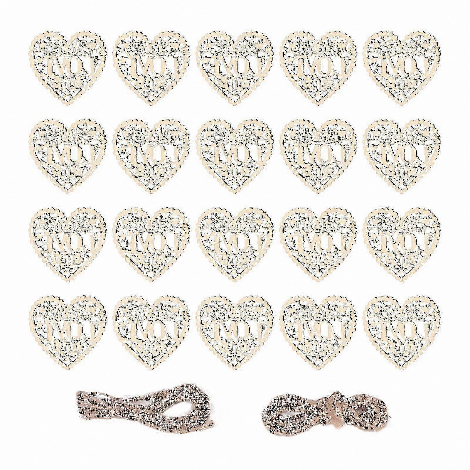 20 Pieces Natural Wooden Heart Tags for DIY Crafting and Decoration Vintage Style Non-Toxic Allergy-Free Durable Wide Usage