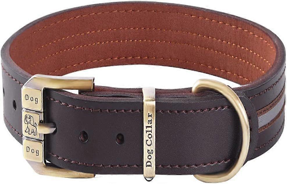 Genuine Leather Dog Collar Adjustable Soft Padded for Small, Medium and Extra