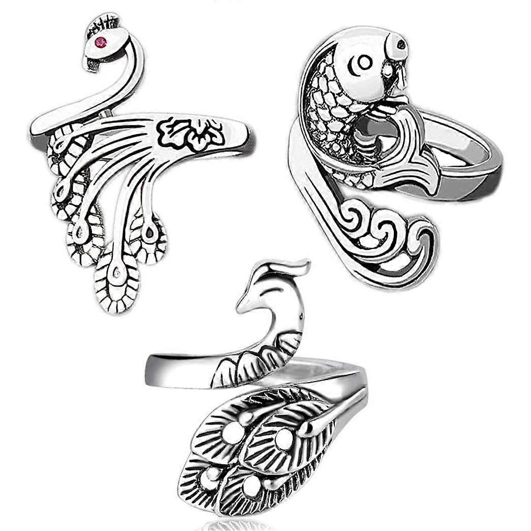 3Pcs Adjustable Knitting Loop Ring- Goldfish Open Finger Ring,Crochet Finger Yarn Holder,Yarn Guide