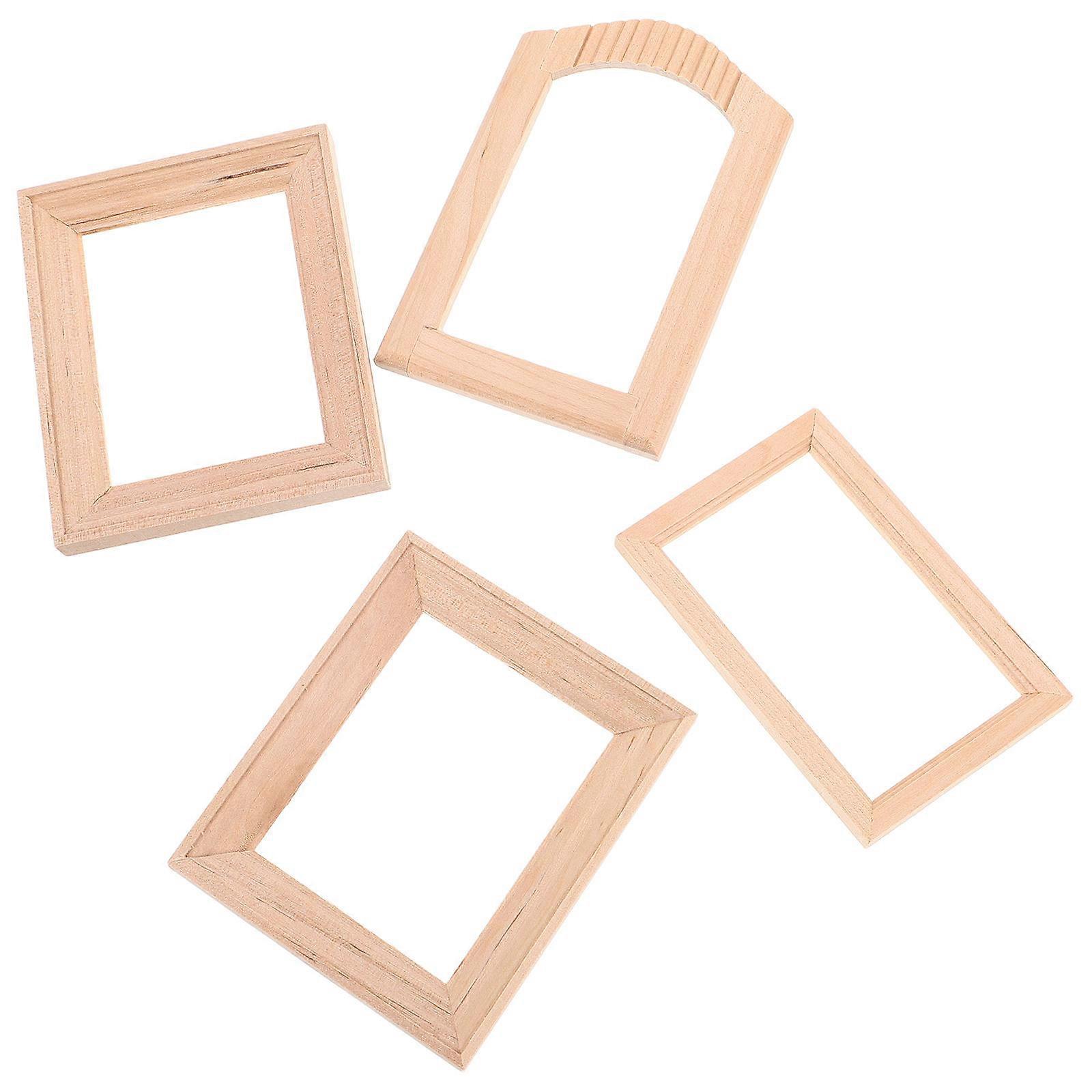 Wooden dollhouse Picture Frames Set of 4 Beige Color High Realism Mini Furniture for dollhouse Decor 1:12 Scale