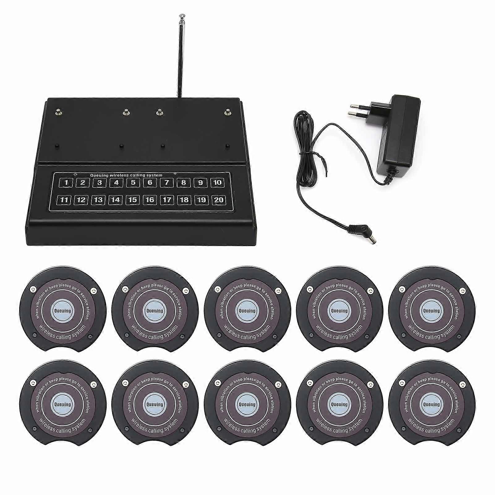 Wireless Calling System 1 to 10 Channels Restaurant Pager System with 20 Disc Support