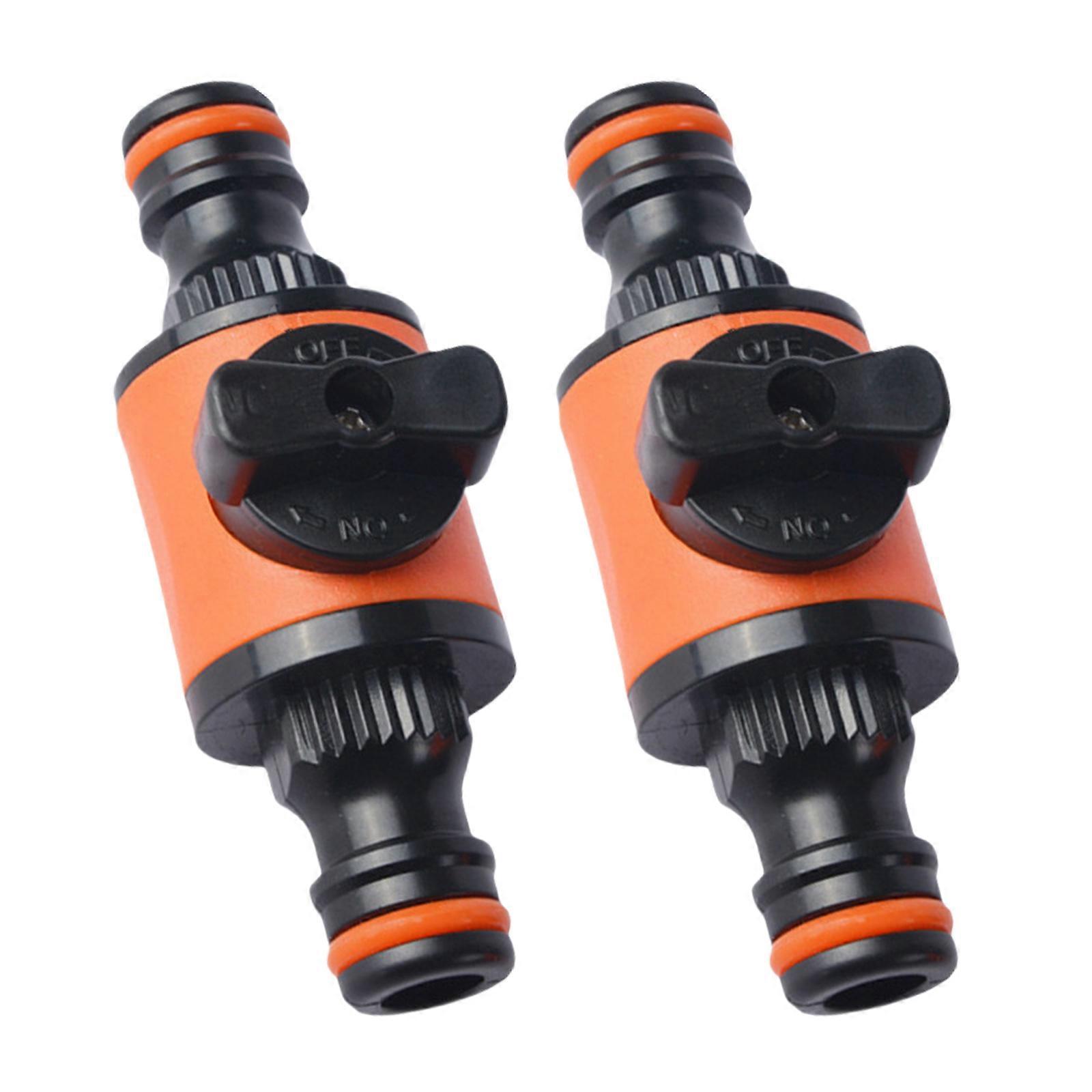 Quick Connection Coupling Shut Off Valves ABS Flows Control Connector For Garden Hose Irrigation System Water Pipe 2pcs orange color