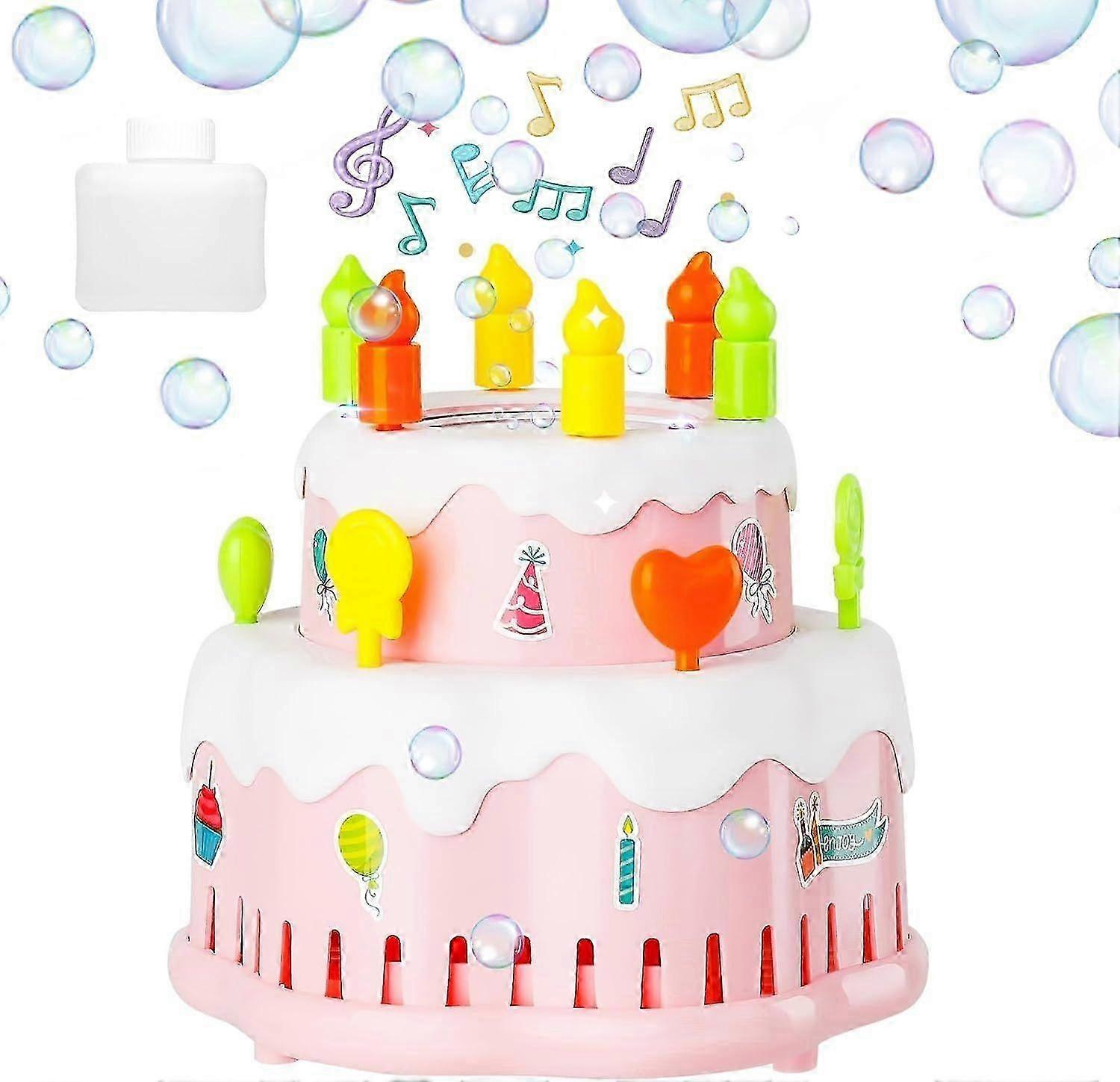 Bubble Machine, Automatic Birthday Cake Bubble Maker Blower with Solution for