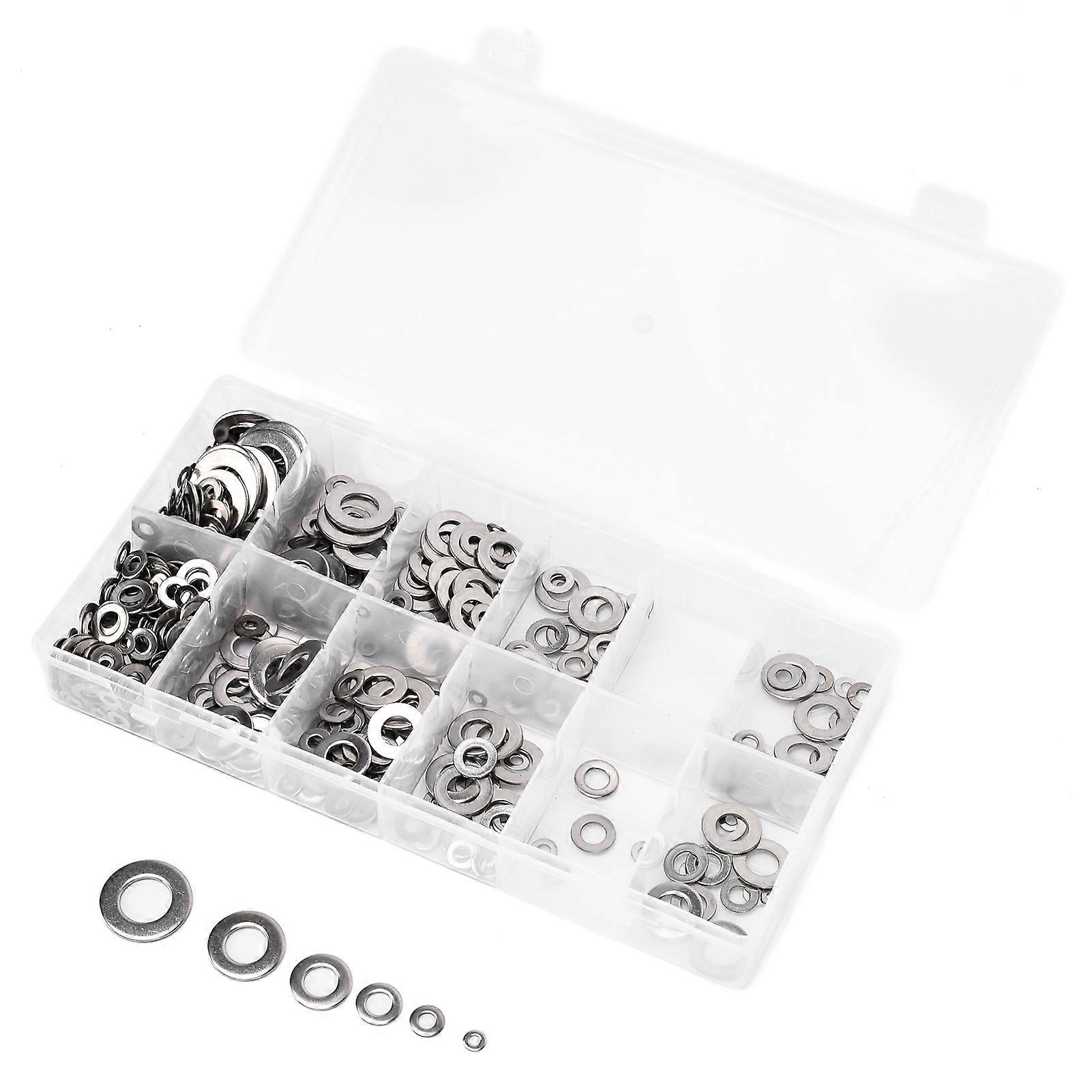 800Pcs 304 Stainless Steel Flat Washer Set M2-M12 Hardware Kit