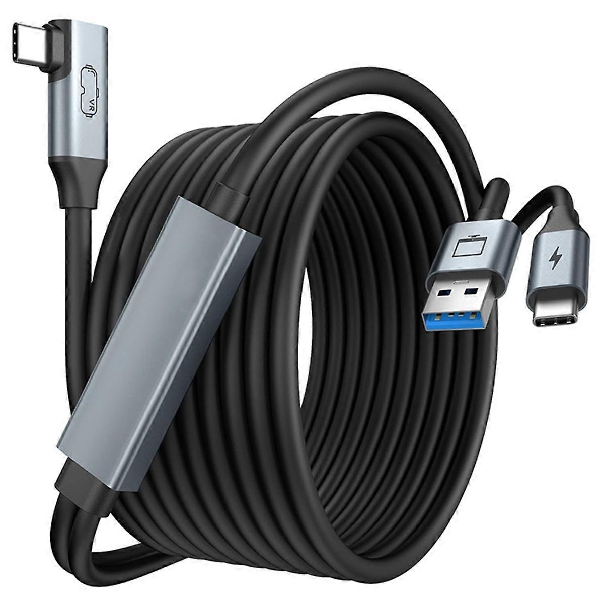 VR Streaming Cable 10GB High-Speed Transmission Elbow Smart Device Cable Fast Charging Type-C Data Cable 5m