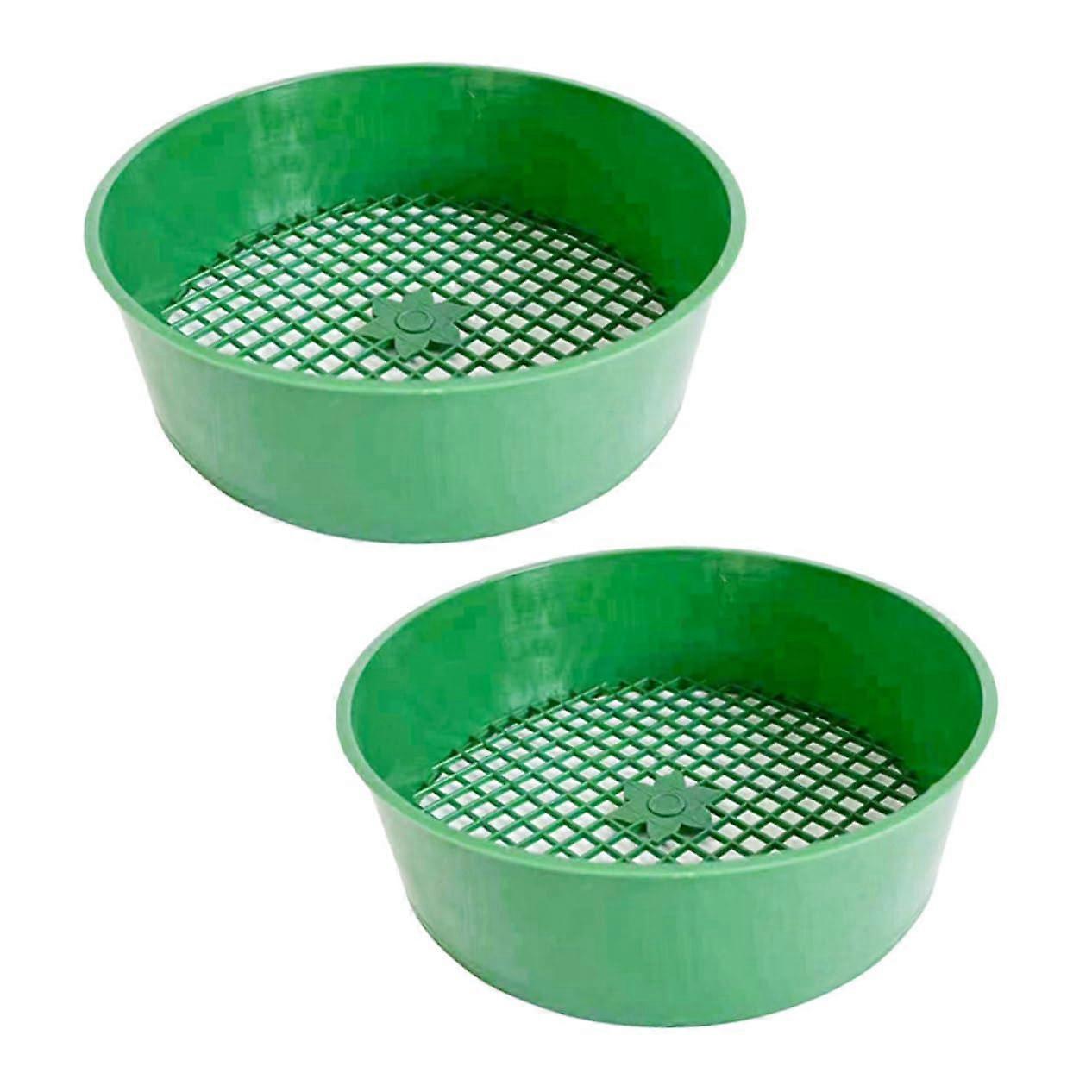 Garden Soil Sieve Plastic Sifting Pan 2Piece Mesh Strainer For Garden Beach Harvest Cat Litter Scoop Farm