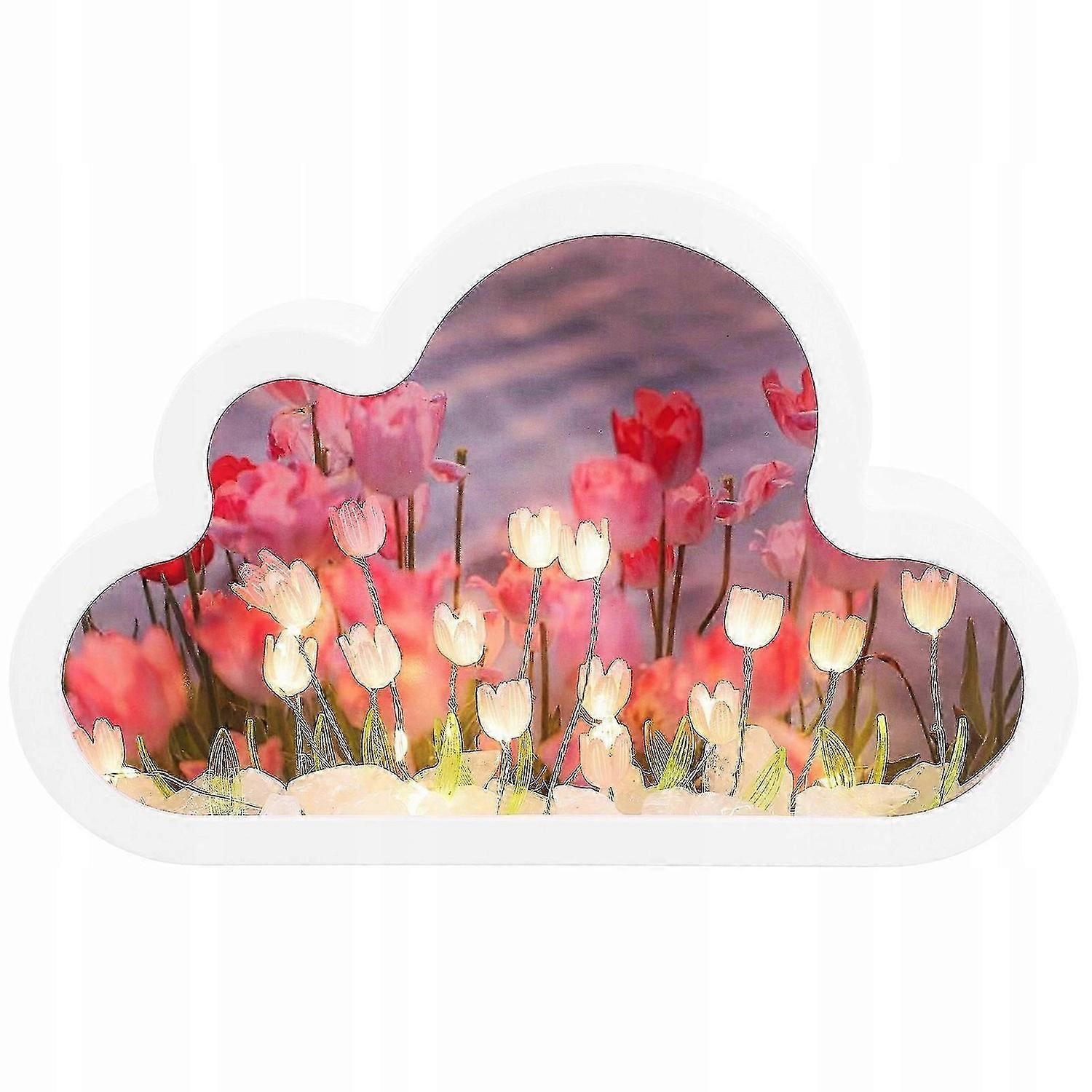 Handmade Diy Cloud Tulip Mirror Night Light