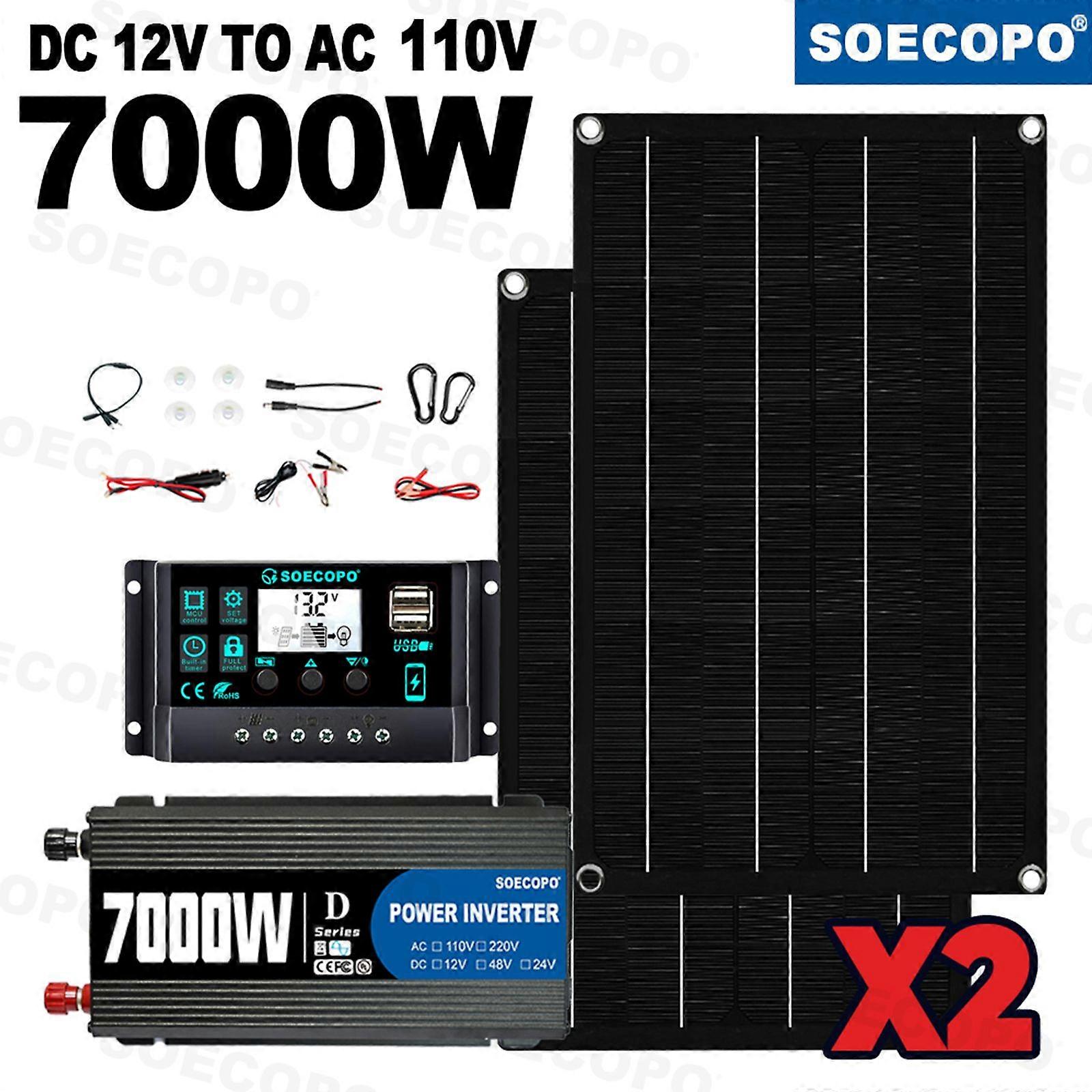 7000W Sine Wave Inverter Solar Kit | 2 Solar Panels + 100A Controller