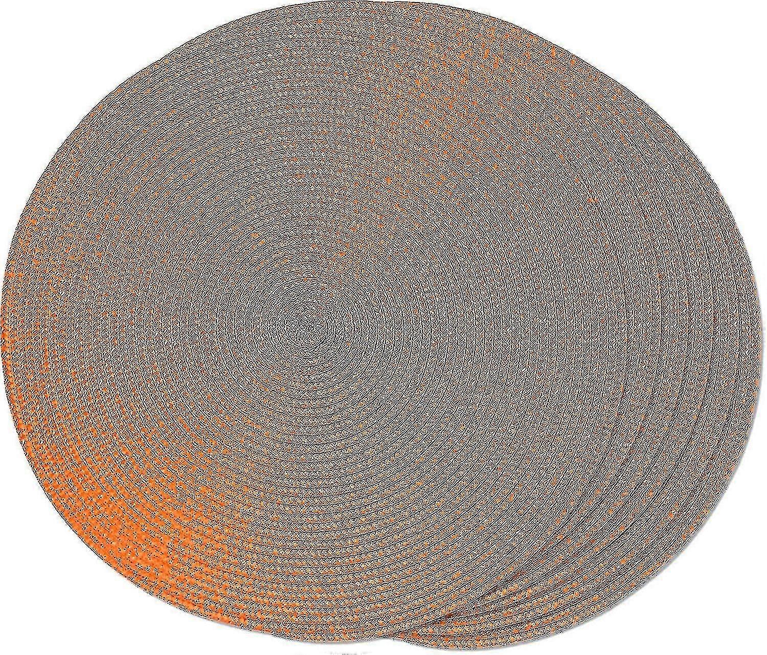 Dining Table Set Of 6 Orange Round Braided Placemats For Dining Tables Woven Washable Non-slip Placemats 38cm