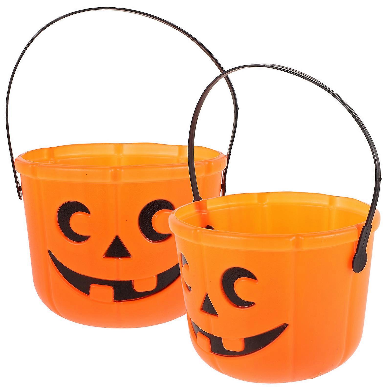 Plastic Lantern Pumpkin Jack-O-Lantern for Decoration 2Pcs Halloween LED Light