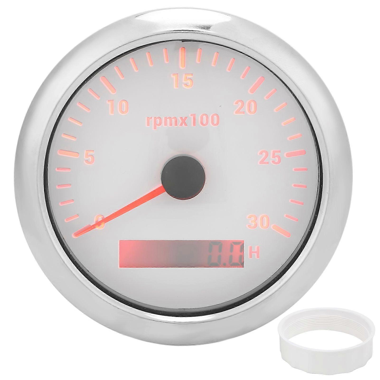 85mm Pointer Tachometer 03000rpm Adjustable 7 Color Backlight for Car Boat Engine Generator 932V DCWhite