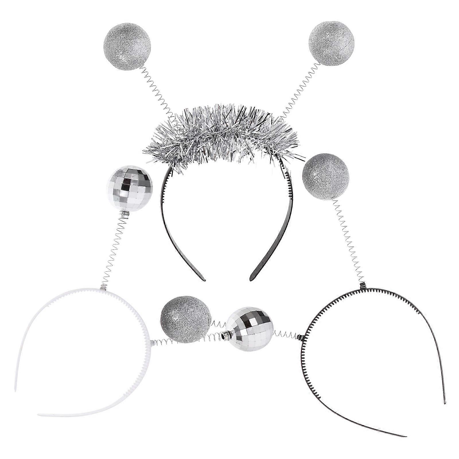 Glitter Disco Ball Headband Silver for Party Use 12Pcs Accessory