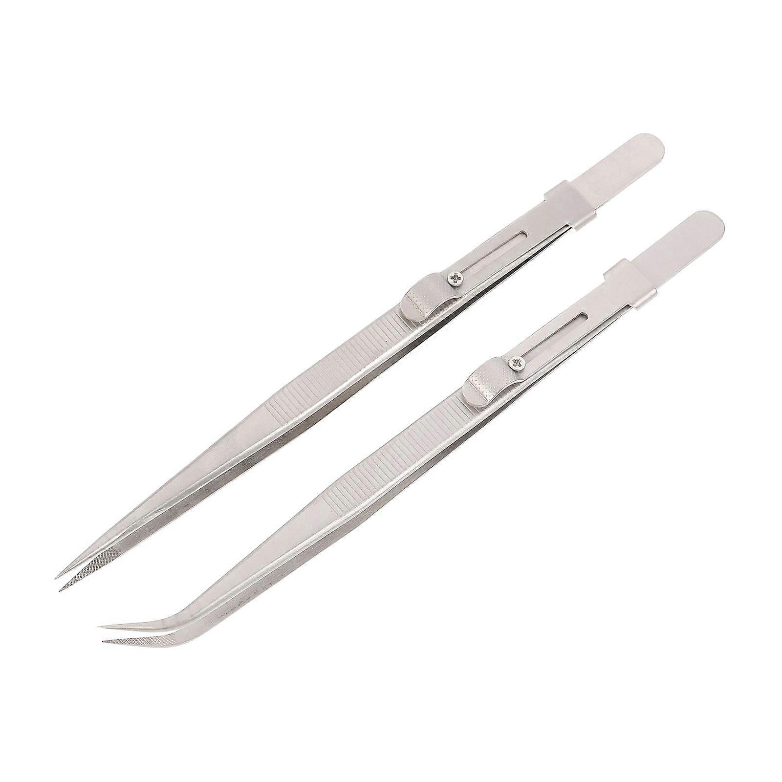 Multi-Purpose Stainless Steel Tweezers for Jewelry Use 4Pcs Silver Set