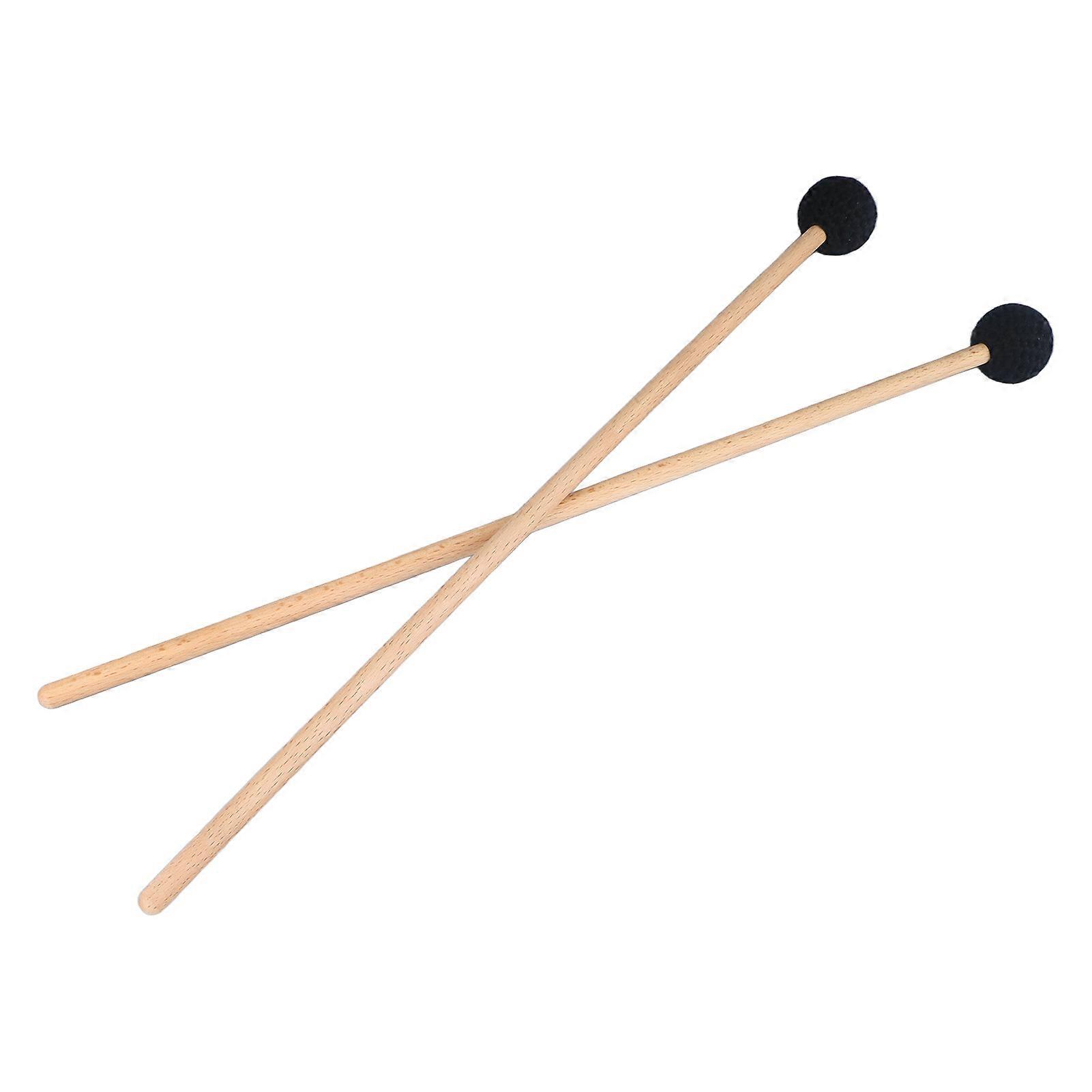 2Pcs Marimba Mallets Knitted Head Solid Wood Handle Percussion