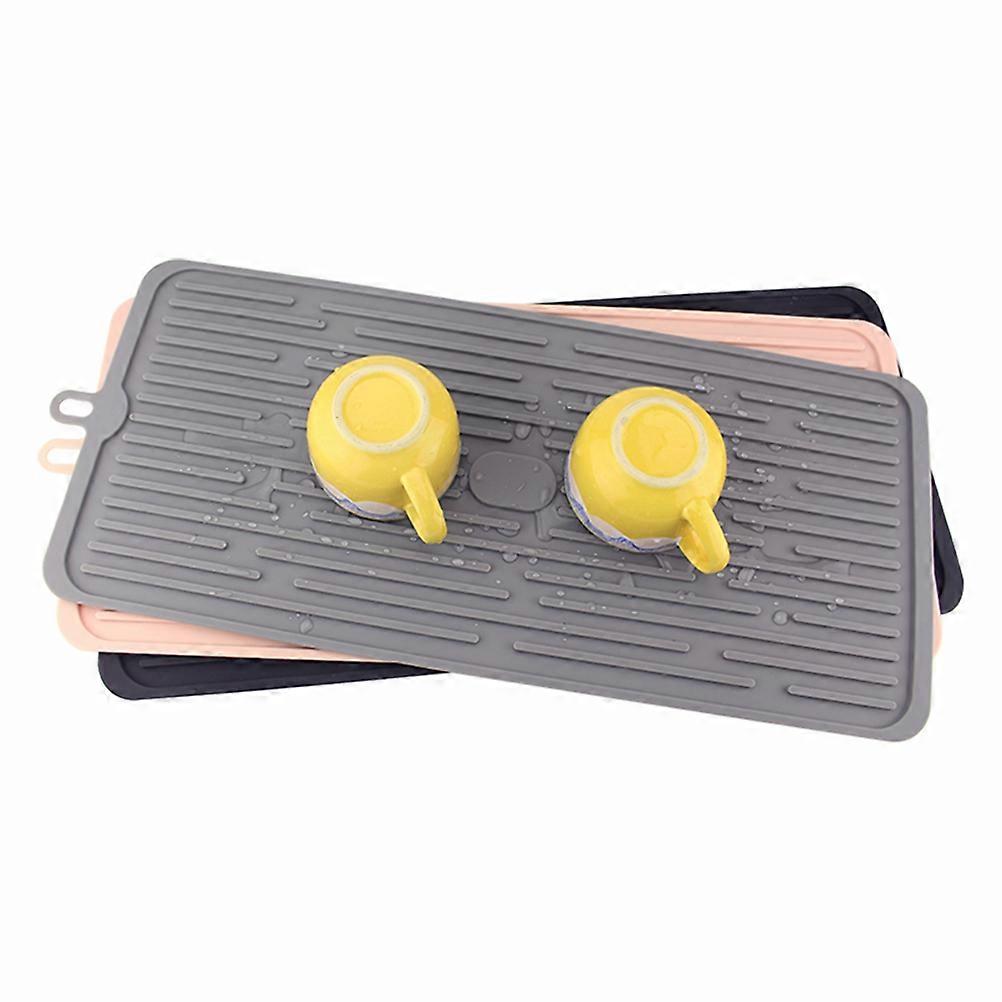 Kitchen Draining Mat Drain Pad for Kitchen Black Rectangular Silicone Prevents Slipping Allows Drainage 1Pack