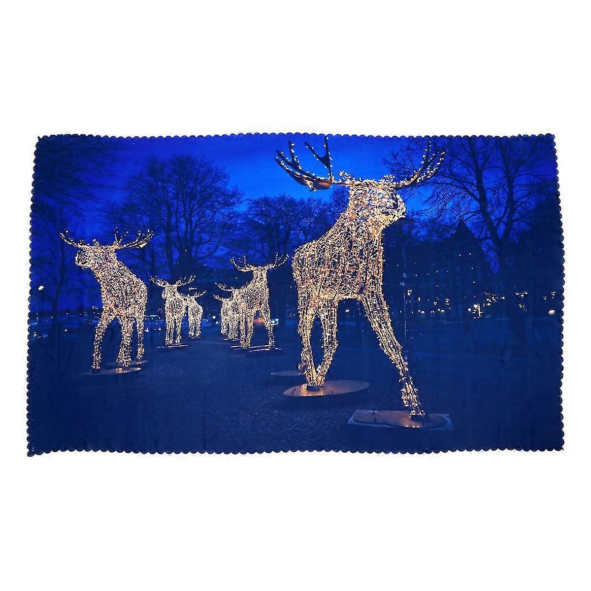 1 Pc Christmas Decorative Tablecloth Elk Pattern Table Cover (assorted Color)