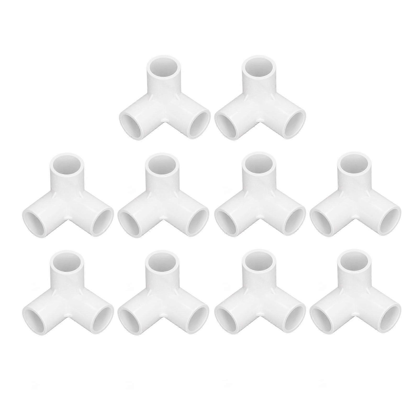 10PCS 3 Way Pipe Fittings PVC Plastic Right Angle Tee Corner Connector 20mm Inner Diameter White