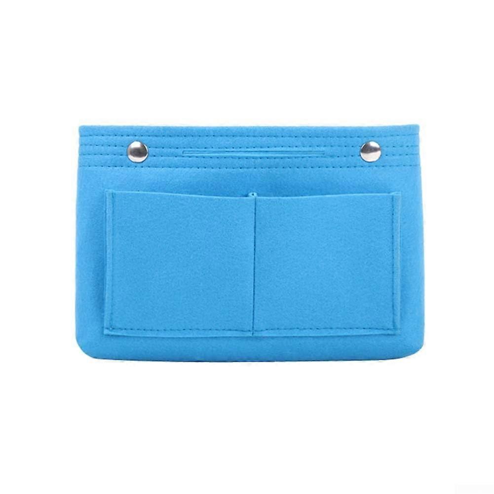Multifunctional Felt Storage Bags Large Capacity Cosmetic Organizer Snap Button Sky Blue
