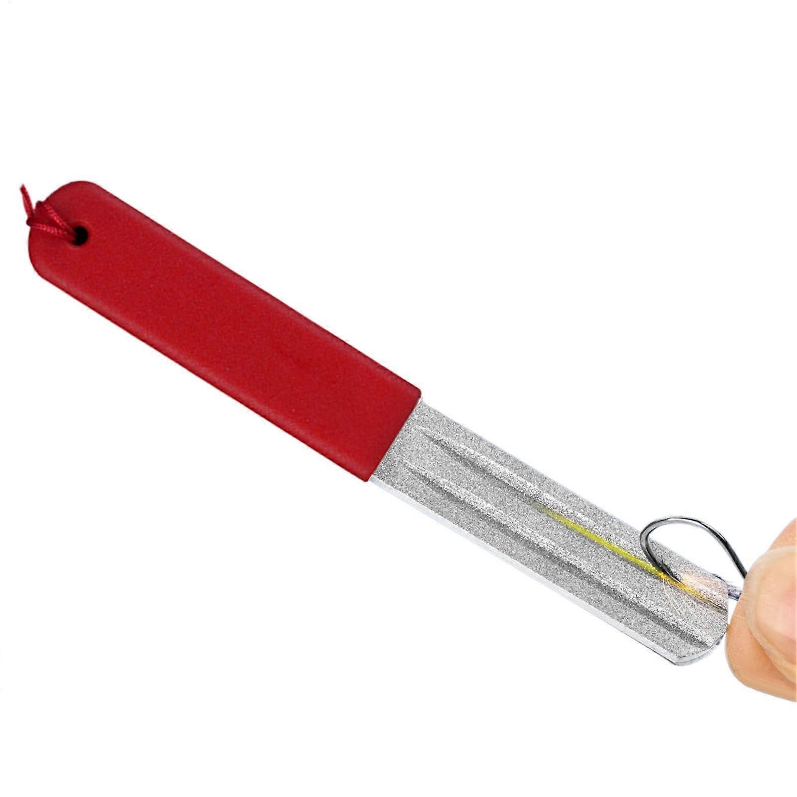 Hook Adjuster Hook File DoubleSided Portable Stone Hook Hanging Pocket Grinder Fishing Sharpening Hiking Outdoor Red