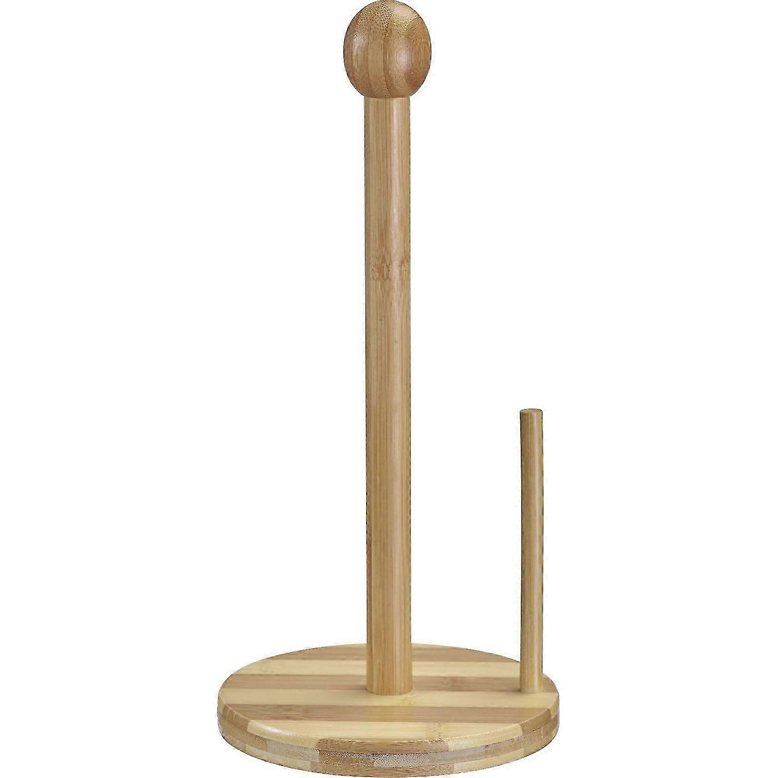 Bamboo Kitchen Paper Roll Dispenser - Sturdy Countertop Holder with Tear-Off Edge 2025