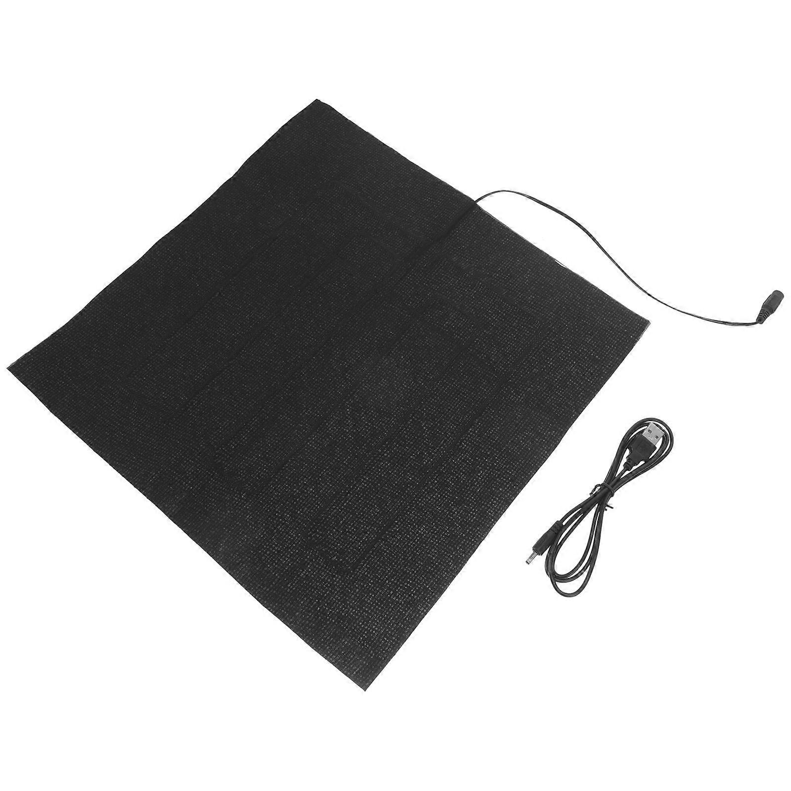 Black Pet Heating Pad USB Heated Reptile Mat 2Pcs Soft Cloth Cushion