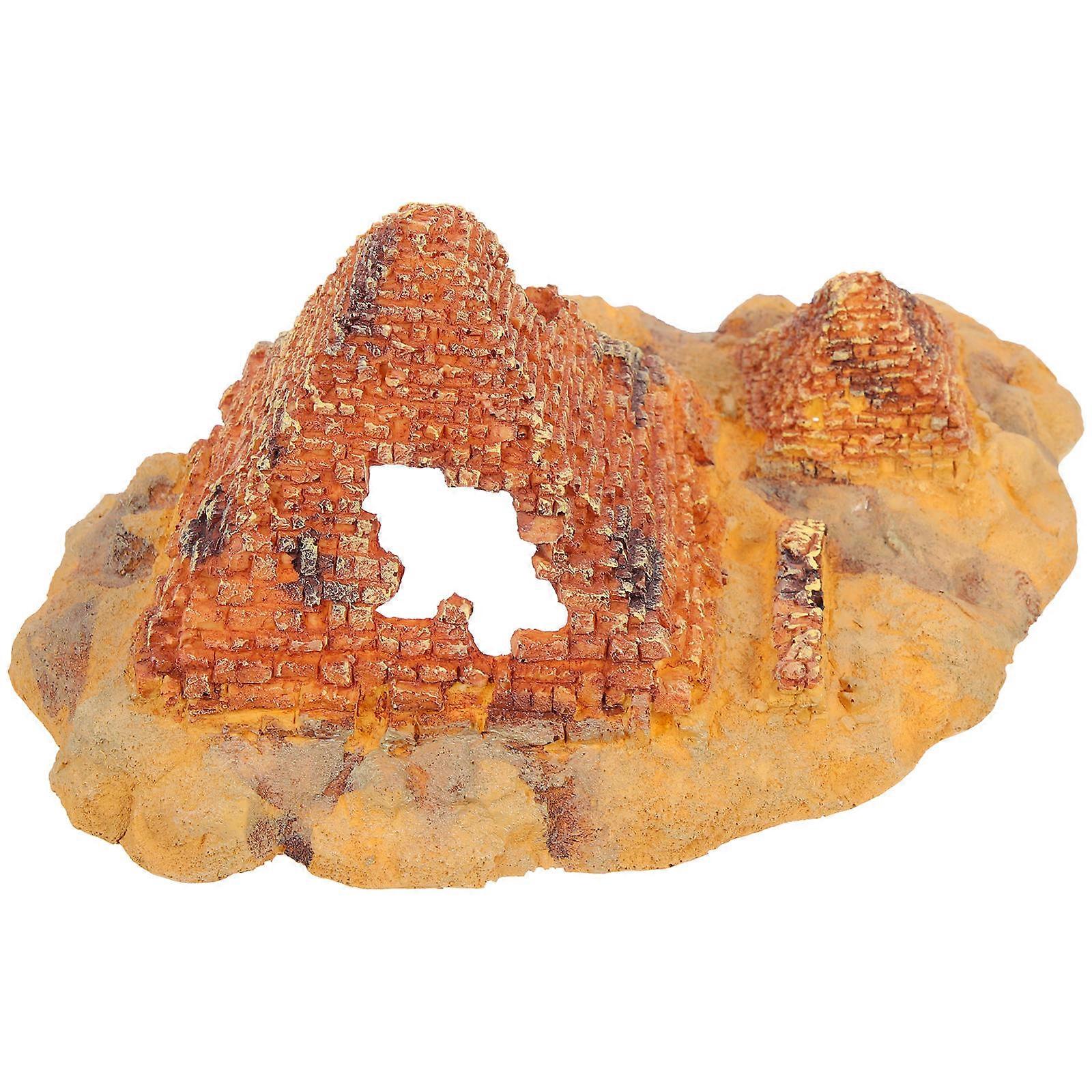 Reptile Hiding Shelter Pyramid for Terrarium Use 2Pcs Resin Assorted Color