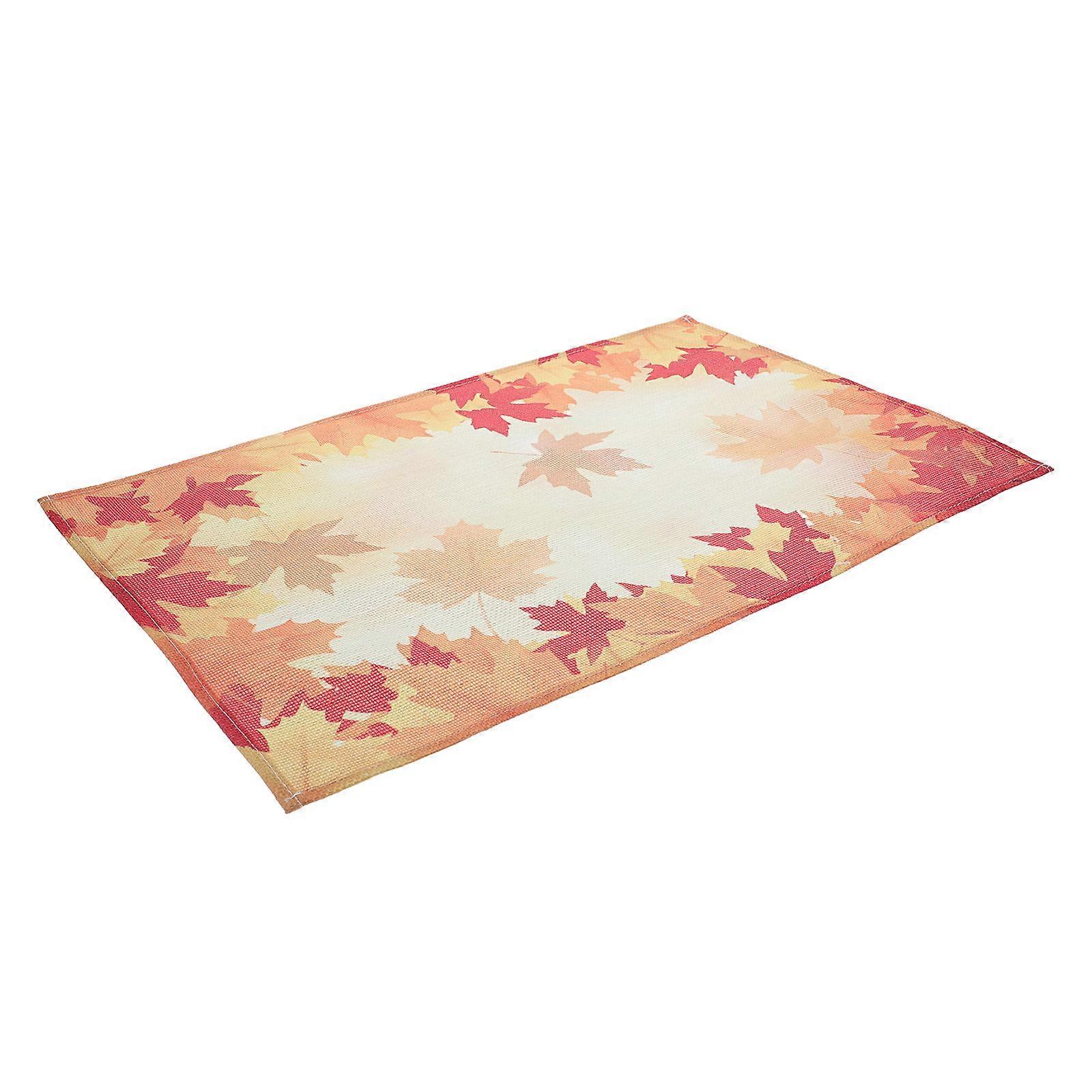 Orange Linen Placemat Fall Table Mat for Kitchen Use 3Pcs Maple Leaf