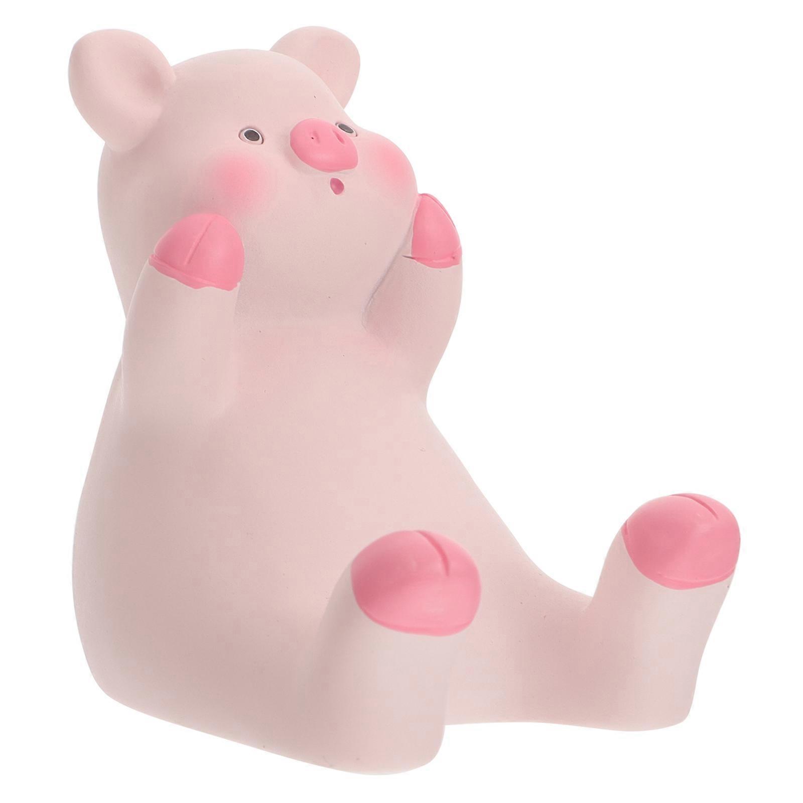 Cute Desktop Accessory Simulation Ornament Pink Pig Shape Atmosphere Enhancement 2.75X1.89X2.91inch Resin 1Set