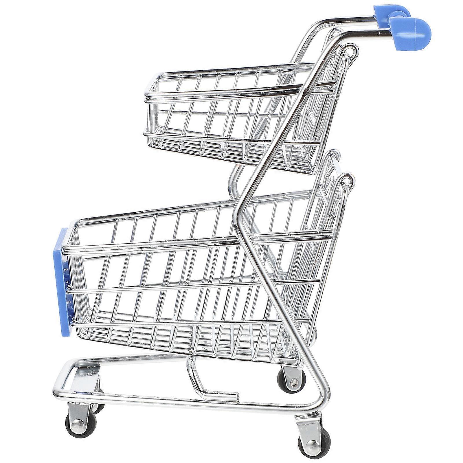 Mini Shopping Cart Handcart Toy for Kids 4Pcs Supermarket Model Basket