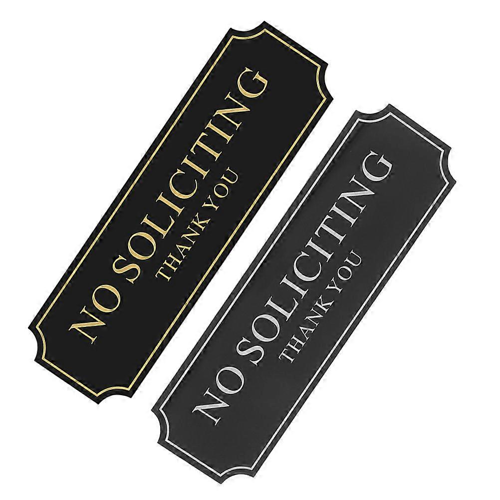 Black Acrylic No Soliciting Sign for Warning 6Pcs Easy to Install