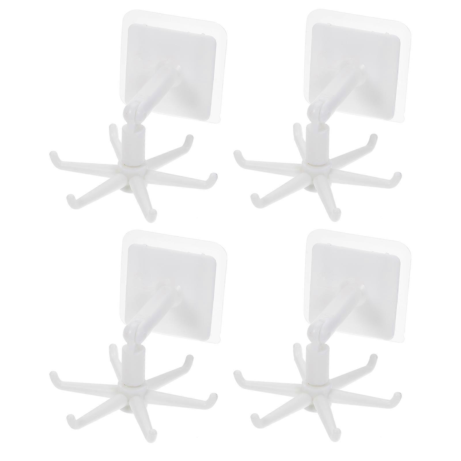Kitchen Utensil Storage Rack 8Pcs Rotatable Wall-mounted Bracket For Organizing Spatula Spoon In White ABS