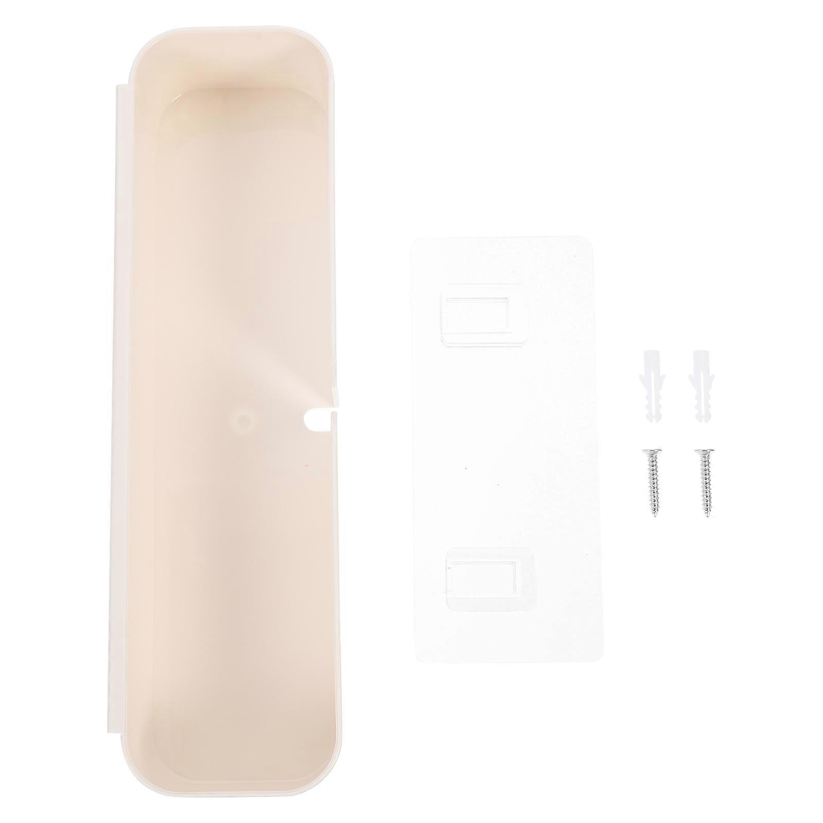 White Floating Wall Organizer Box Adhesive Storage Bins for Home 2Sets