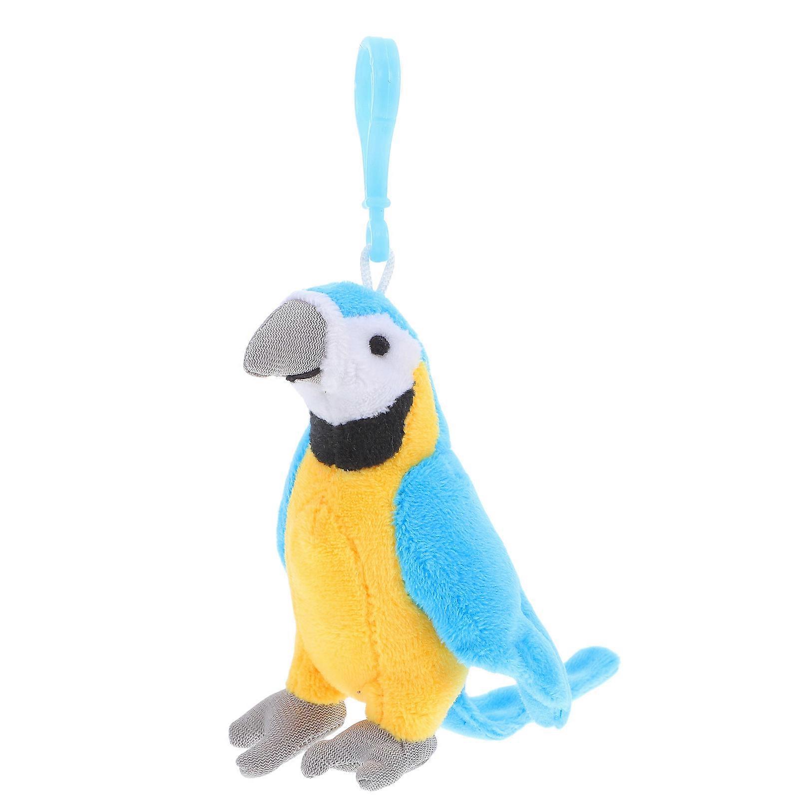 3Pcs Blue Parrot Plush Keychain for Bag Accessories with Soft Parakeet Toy