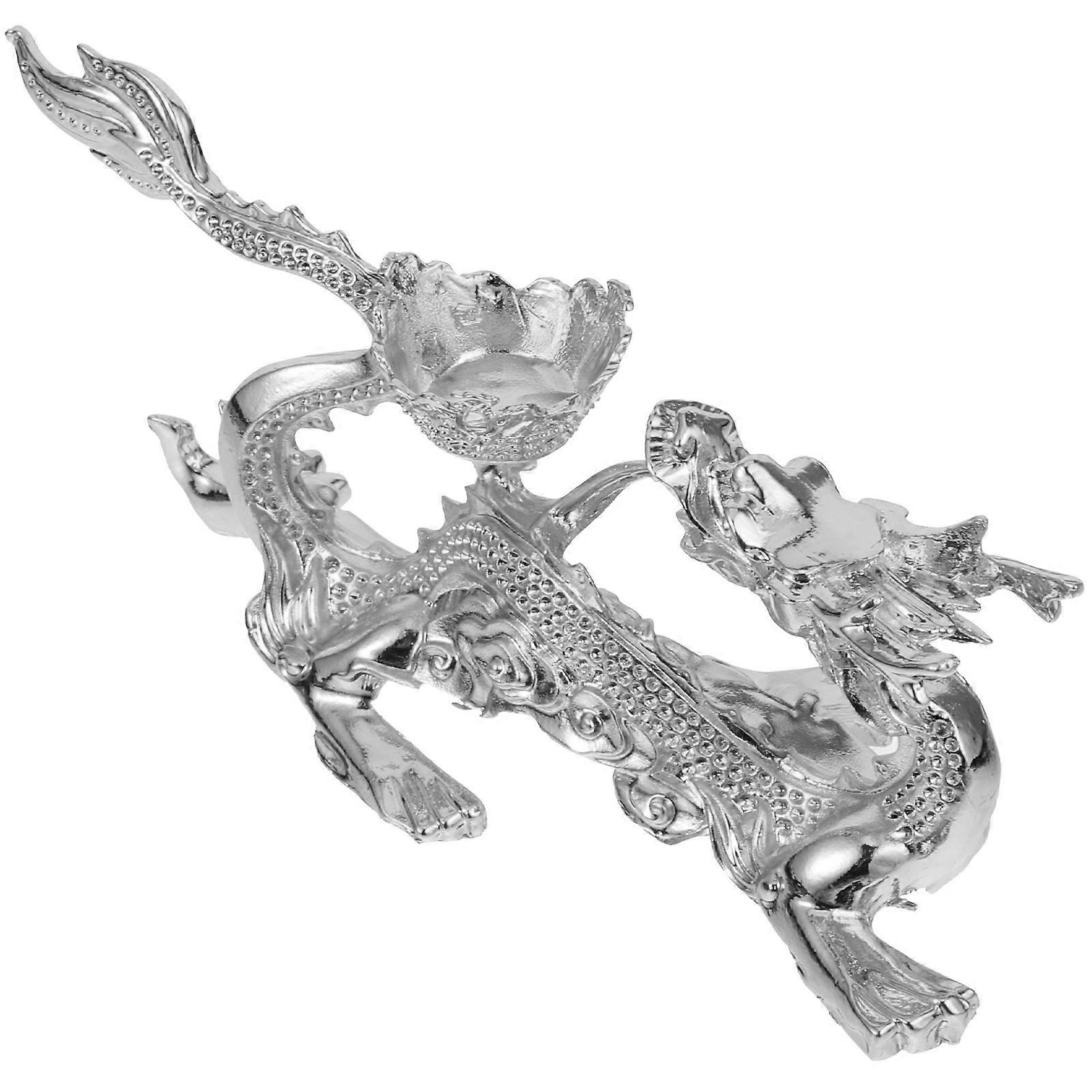 Silver Crystal Ball Stand Dragon Shape for Display 5Pcs Alloy Holder