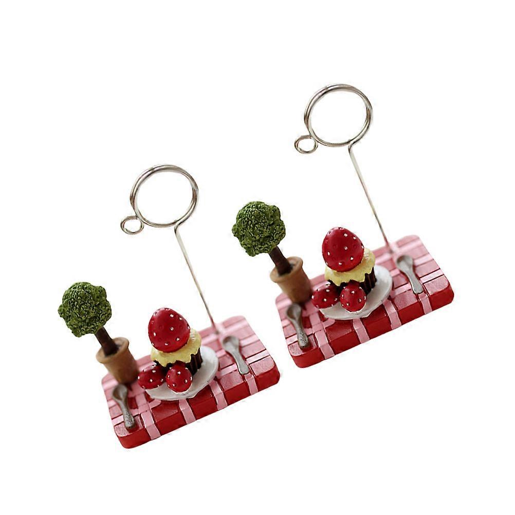Photo Clip Mini Strawberry Note Clamp for Decoration 2Pcs Set