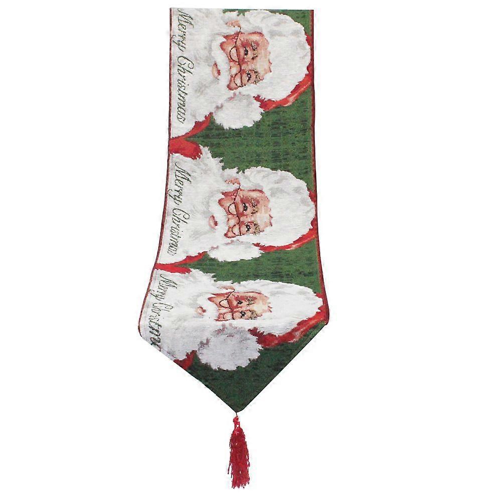 Chemin de table de Noël en coton et lin avec pompons, set de table pour salle à manger