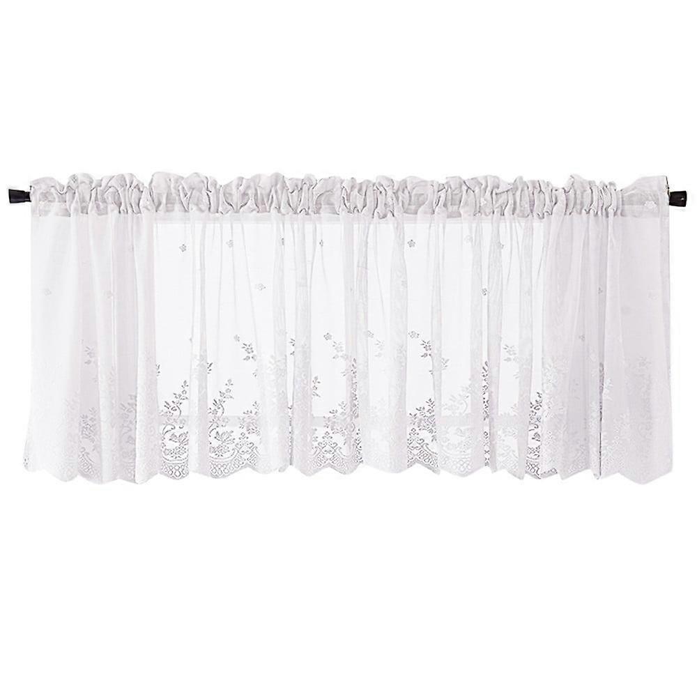 Valances for Windows,Sheer Faux Linen Farmhouse Window Valances for Kitchen,White,51*16Inches