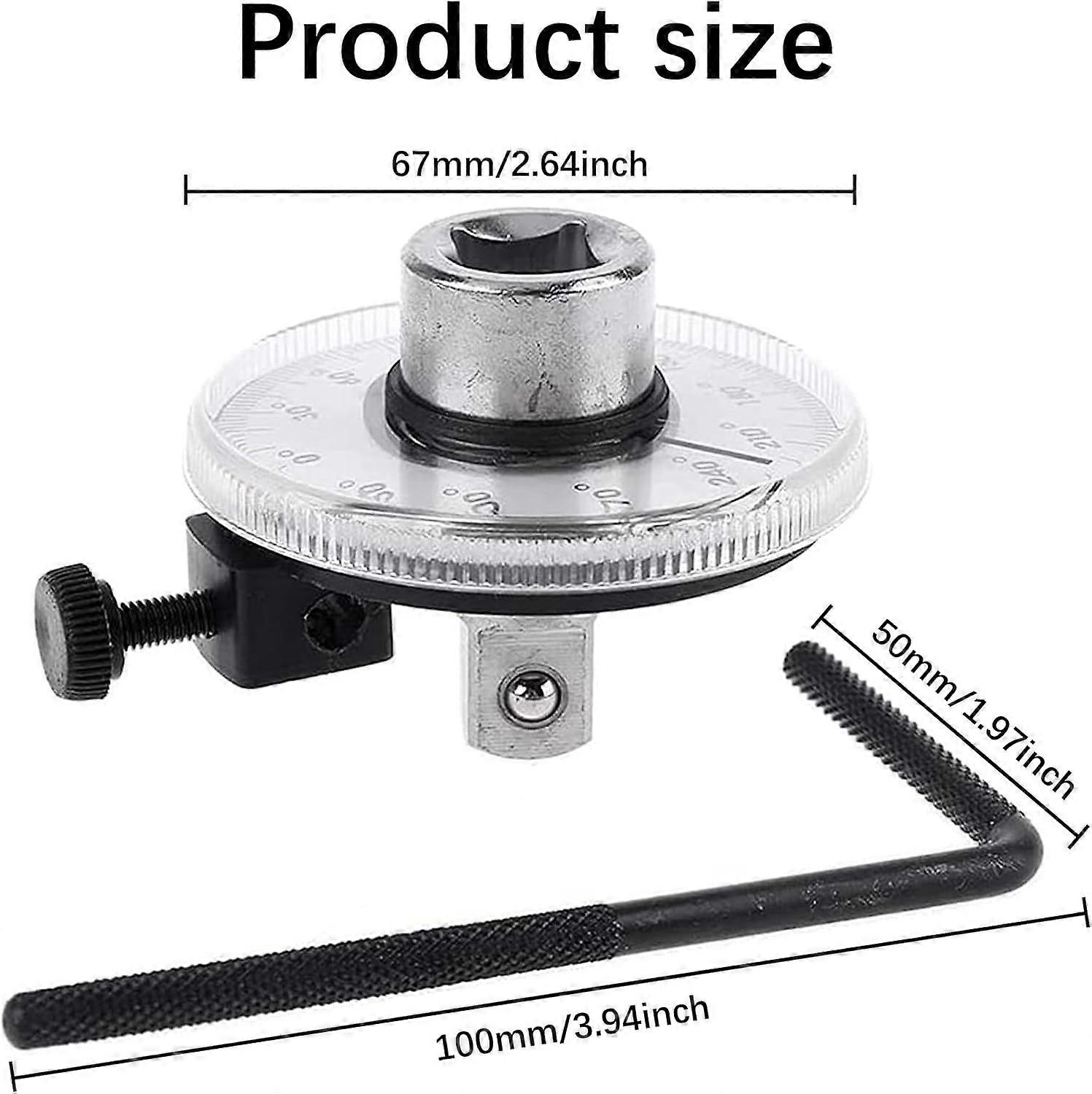 Angle Gauge, 360 Degree Automatic Rotating Drive Torque Angle Gauge with Adjustable Wrench Tool